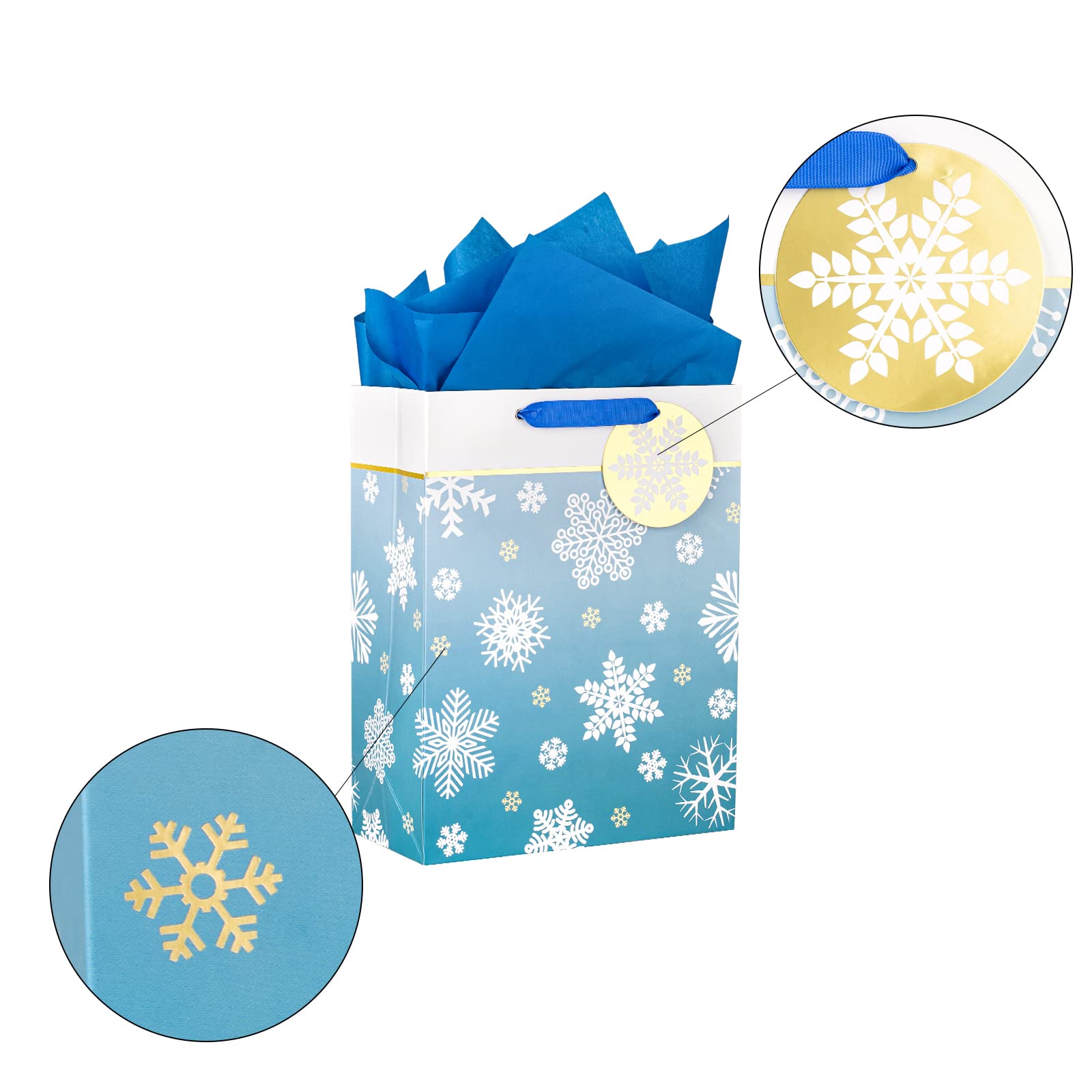 MAYPLUSS Christmas Gift Bags Set - 2 Pack Blue Bear Holiday Gift Bags for Christmas, Birthday, Party Favors, Wedding Presents - Perfect for Festive Wrapping & Gift Giving