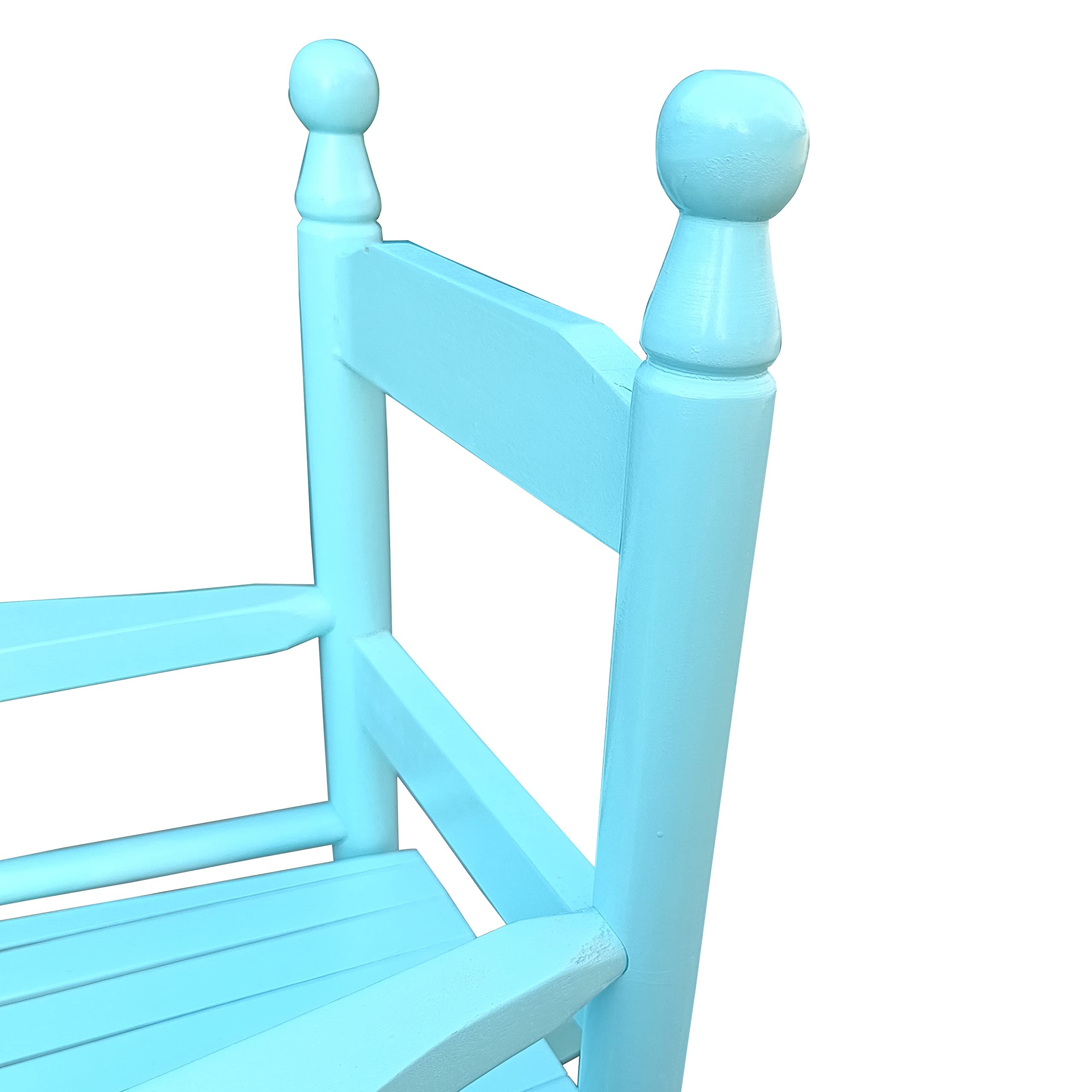 Goujxcy Kids Rocking Chair - Wooden Classic Rocker for Children & Toddlers - Indoor/Outdoor Nursery, Bedroom, Living Room, Porch, Balcony - Light Blue Rocking Seat for Relaxation & Playtime
