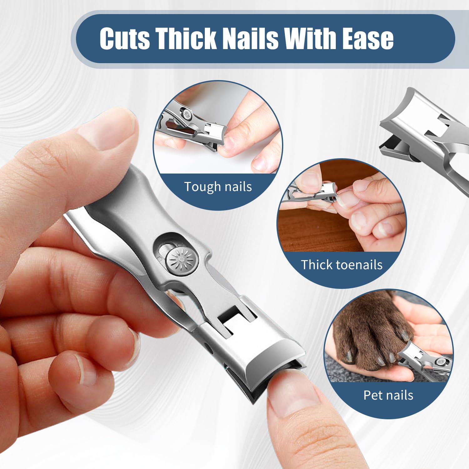 2025 Upgraded Ultra Sharp German Stainless Steel Nail Clippers for Thick Nails - Professional Manicure Set with Nail File for Men, Women & Seniors (Silver) | Perfect for Home, Travel & Salon Use