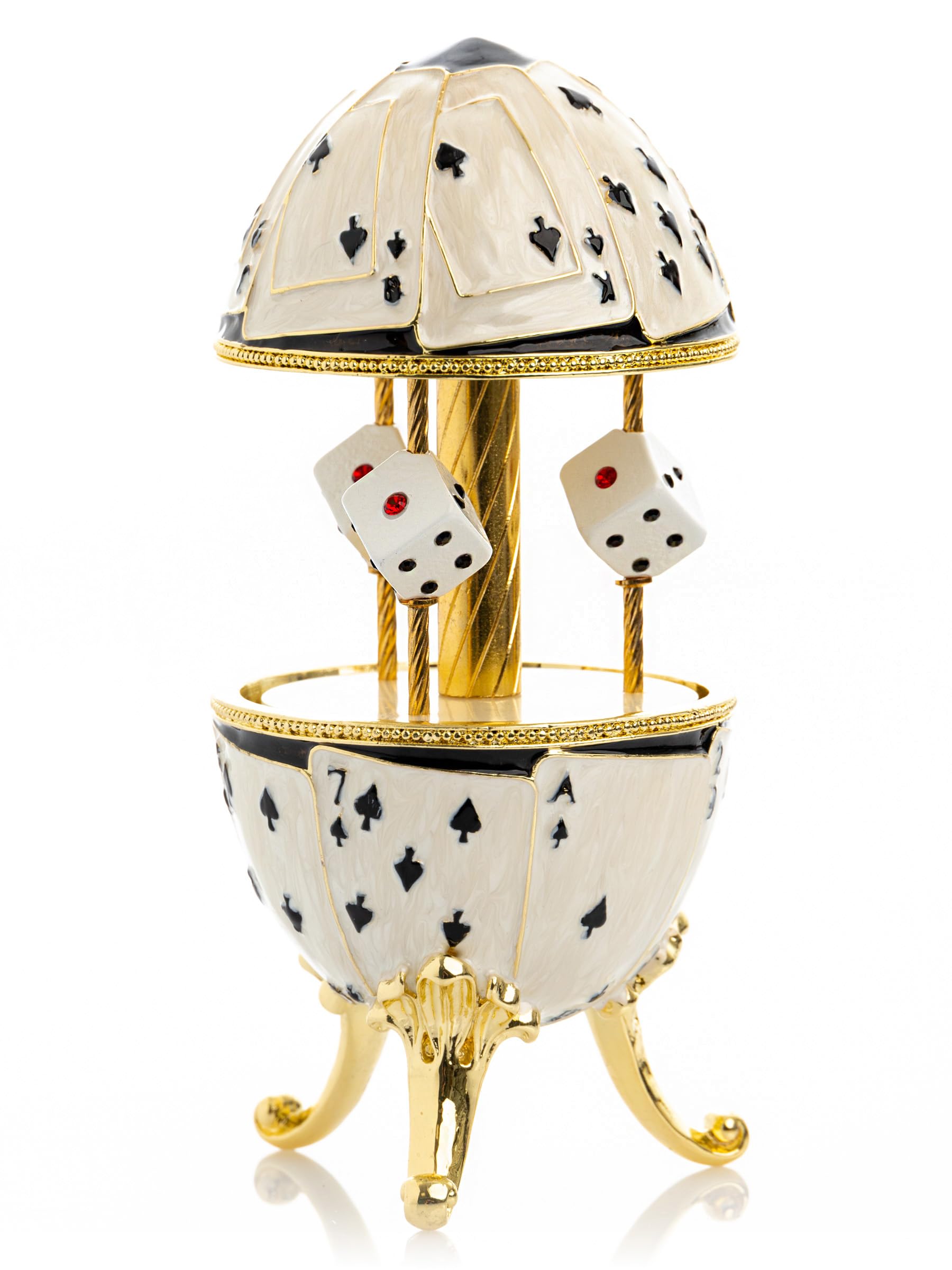 Keren Kopal Wind Up Music Box - Swan Lake by Tchaikovsky, Las Vegas Carousel Dice & Cards Design - Perfect for Collectors, Gifts, and Home Decor