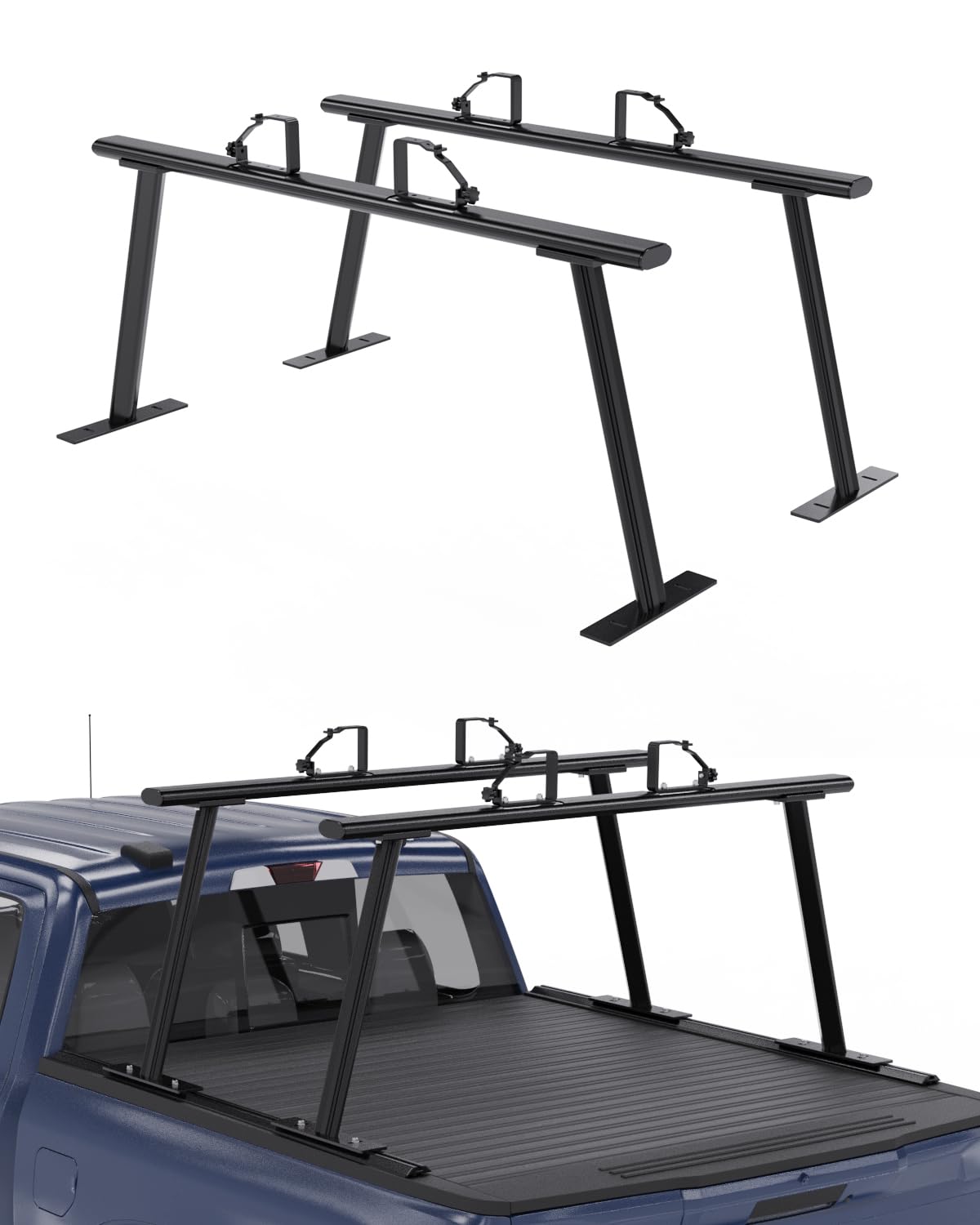 StarONE Universal Adjustable Aluminum Truck Bed Rack with Ladder Stops | Heavy Duty Pickup Truck Ladder Rack | Perfect for Construction, Roofing & Outdoor Work