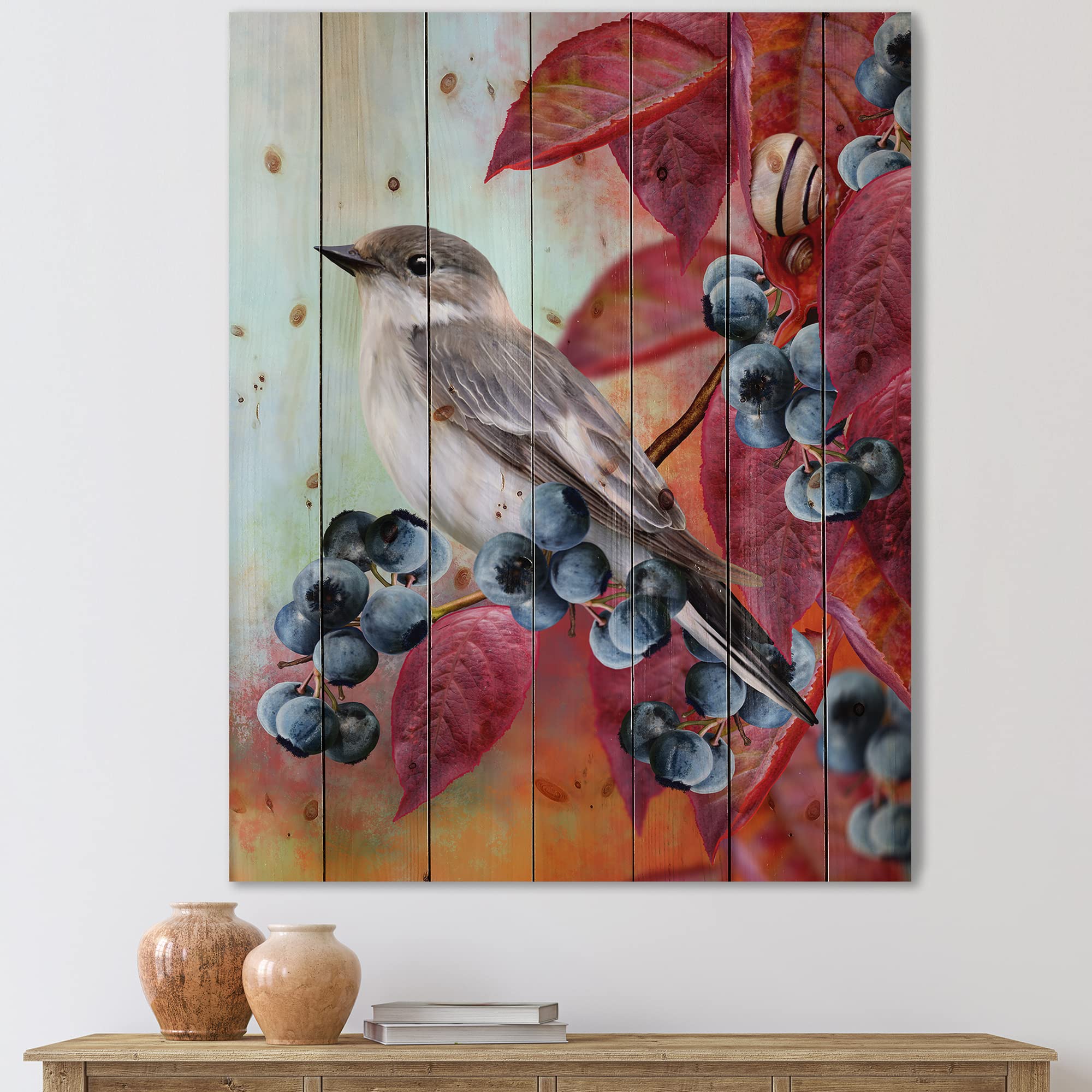 Little Gray Bird Wood Wall Decor - Traditional Pine Art for Home & Office