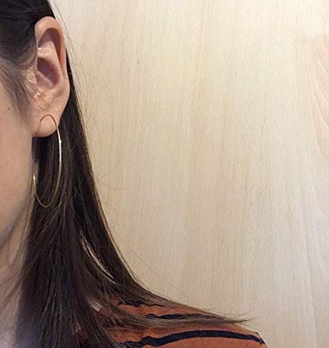 3 Pairs Thin Extra Large Hoop Earrings Set - 18k Gold Plated Lightweight Stainless Steel Big Geometric Round Hoops for Women | Fashion Minimalist Jewelry for Everyday Wear, Parties & Gifts