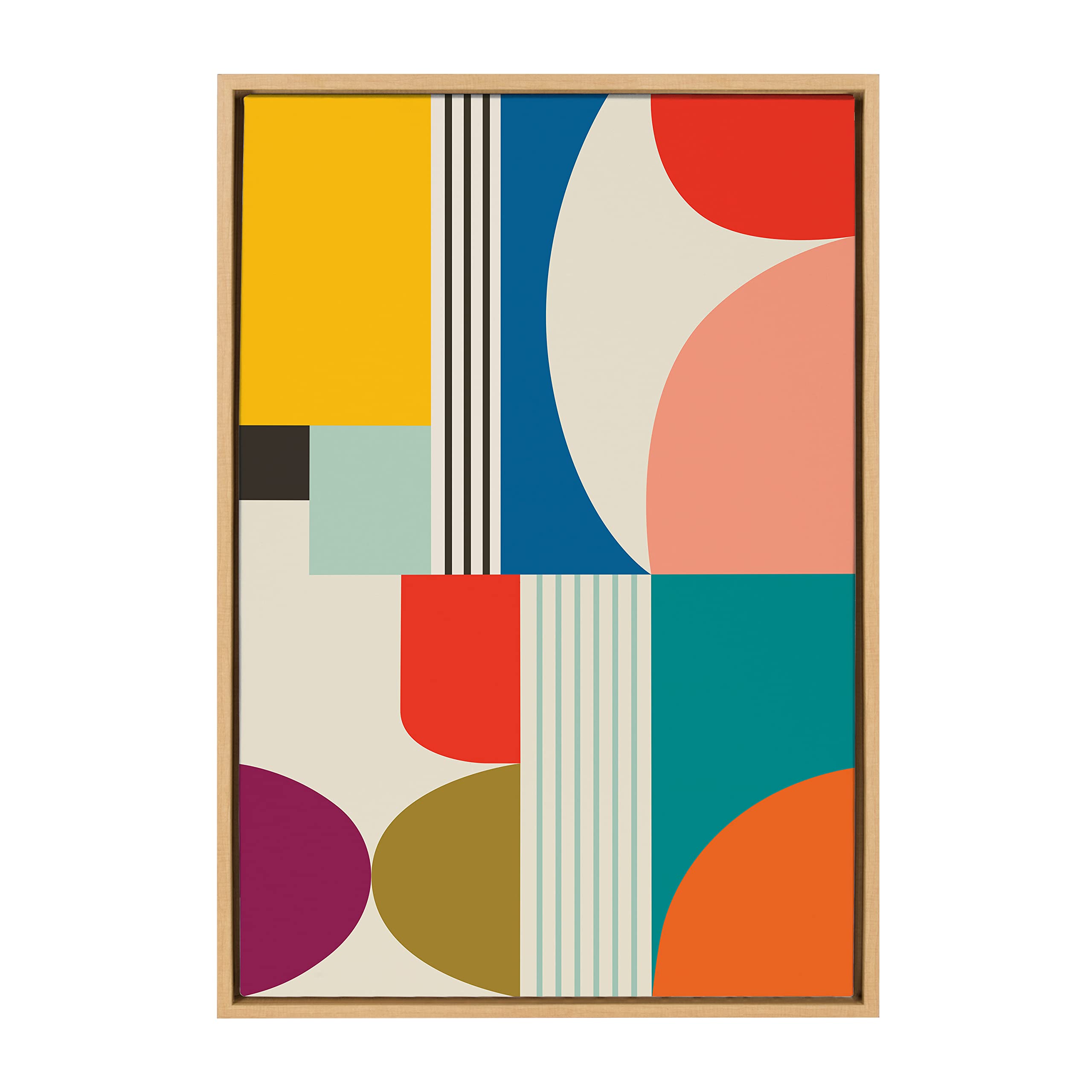 Mid Century Modern Abstract Framed Canvas Wall Art - Colorful Home Decor by Rachel Lee, 23x33 Inches, Perfect for Living Room, Bedroom & Office Decor