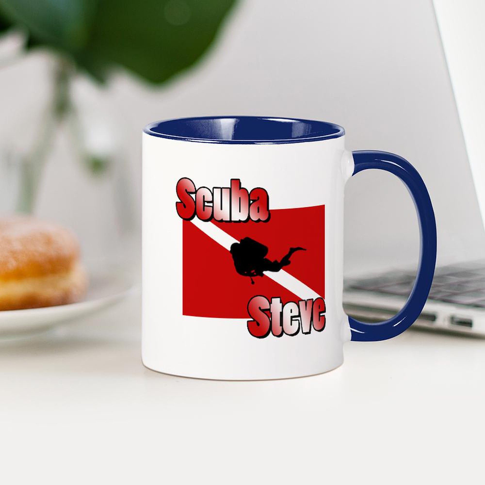 Scuba Steve Ceramic Coffee Mug 11 oz (325 ml) - Funny Diving Gift for Scuba Divers & Coffee Lovers - Perfect for Home, Office & Dive Trips