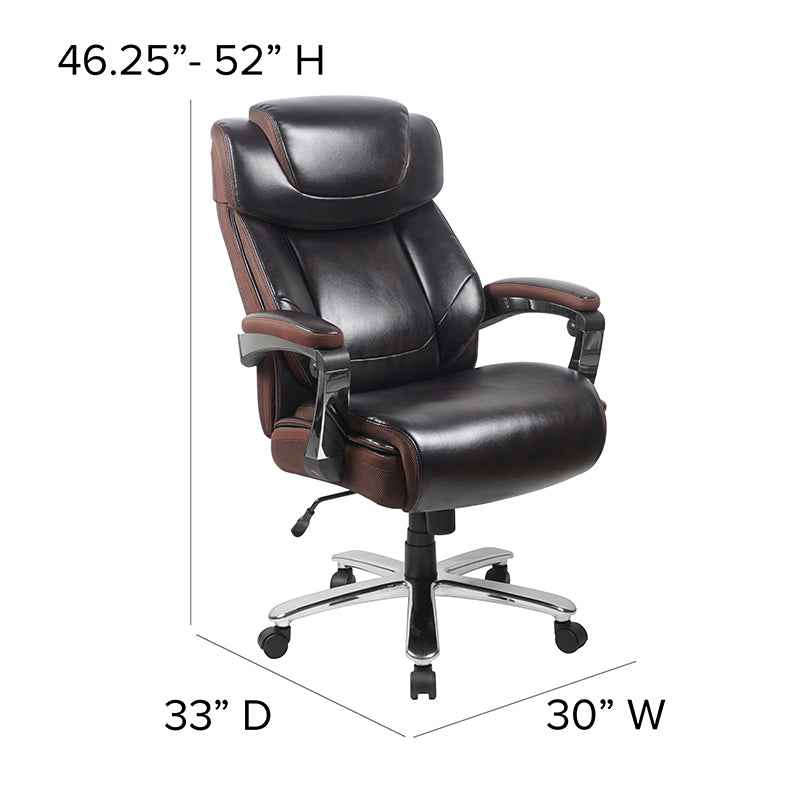 HERCULES Series Big & Tall 500 lb. Capacity Black LeatherSoft Executive Swivel Ergonomic Office Chair with Adjustable Headrest - Perfect for Home Office, Gaming, and Heavy-Duty Workspaces