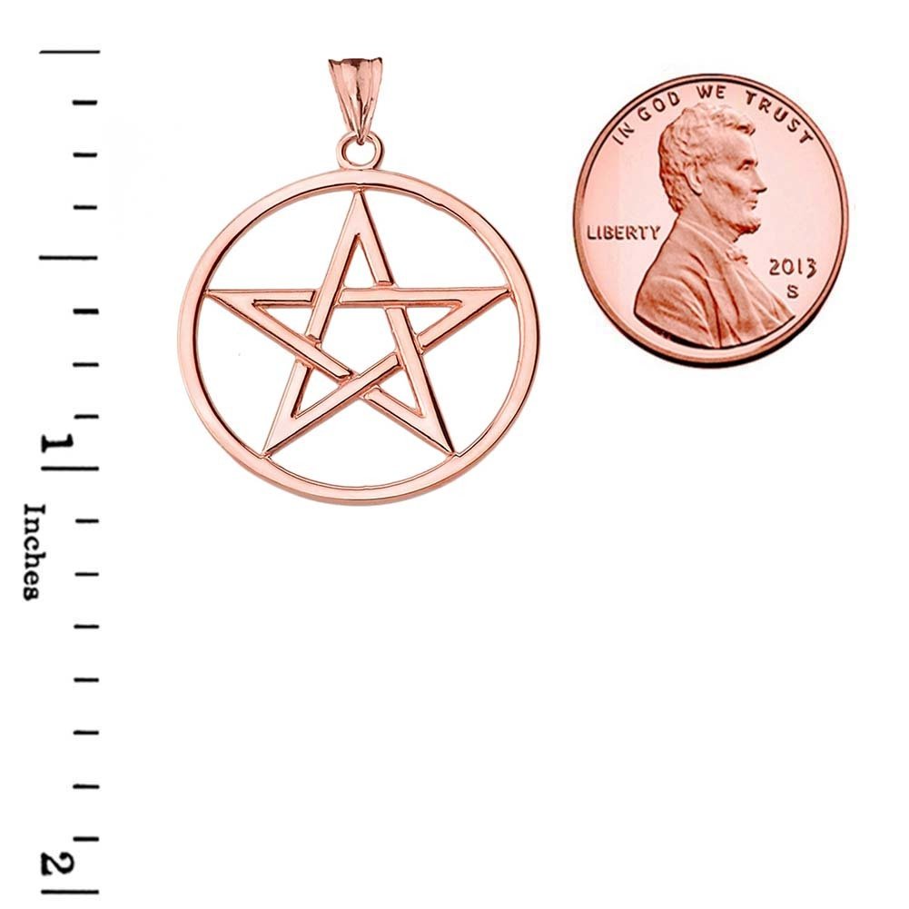 10k Rose Gold Pentagram Charm Pendant Necklace for Women - Elegant Gothic Jewelry Gift for Wiccan, Witchy Fashion & Spiritual Protection