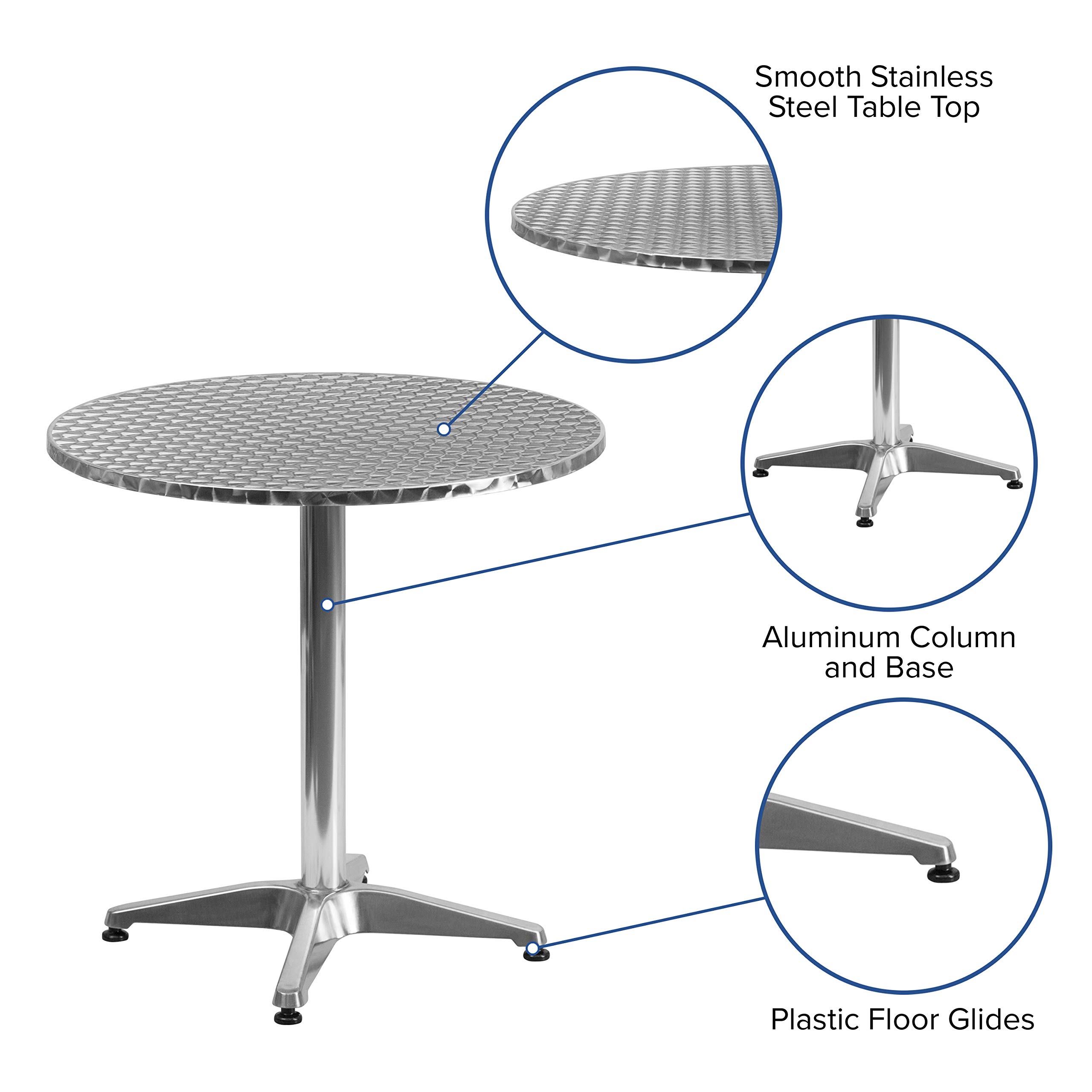 27.5 Inch Round Aluminum All-Weather Patio Dining Table - Perfect for Outdoor Entertaining, Backyard BBQs, and Indoor Kitchen Use