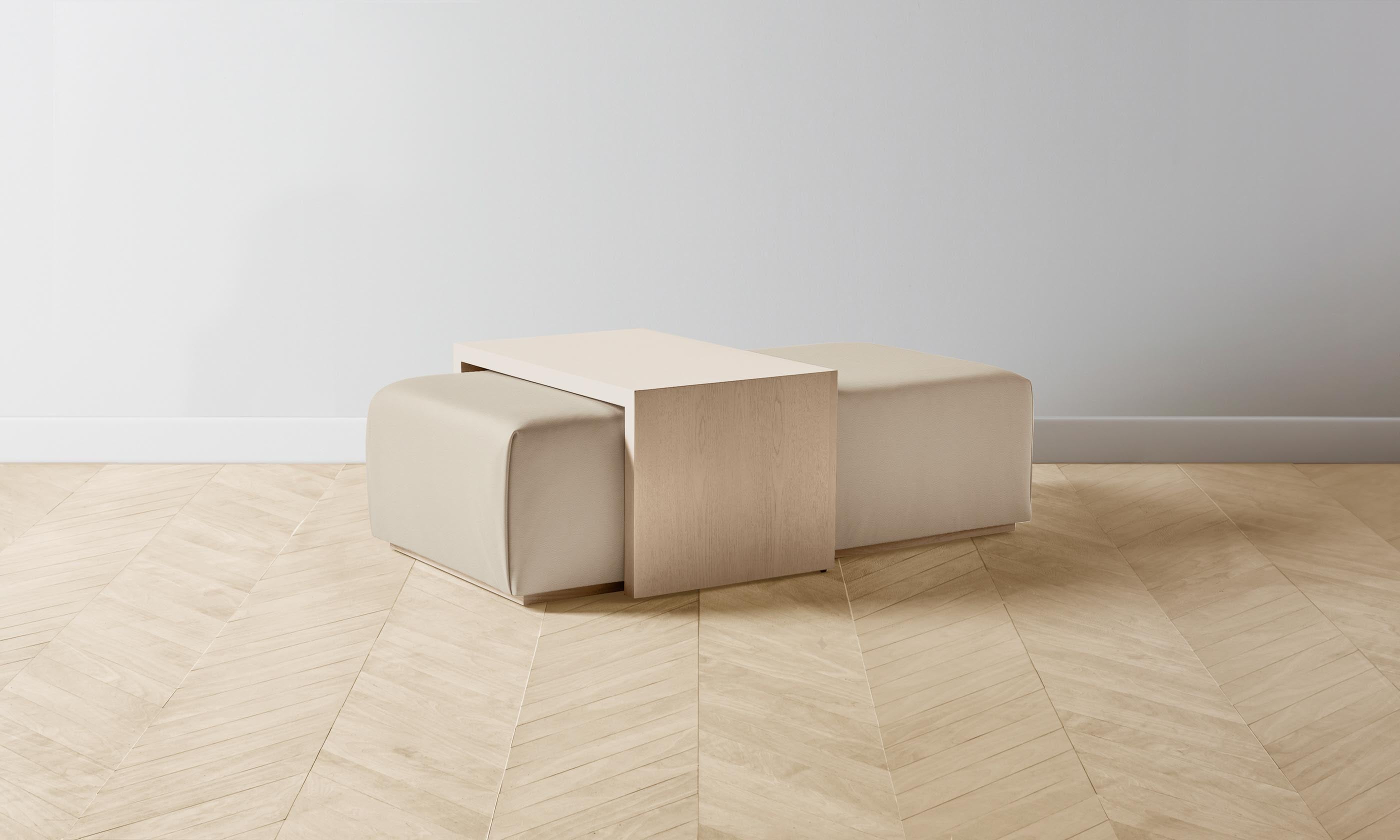 The Bowery Ottoman - Premium Pebbled Leather Upholstery in Stone Color | Stylish Footrest & Accent Chair for Living Room, Bedroom, or Office