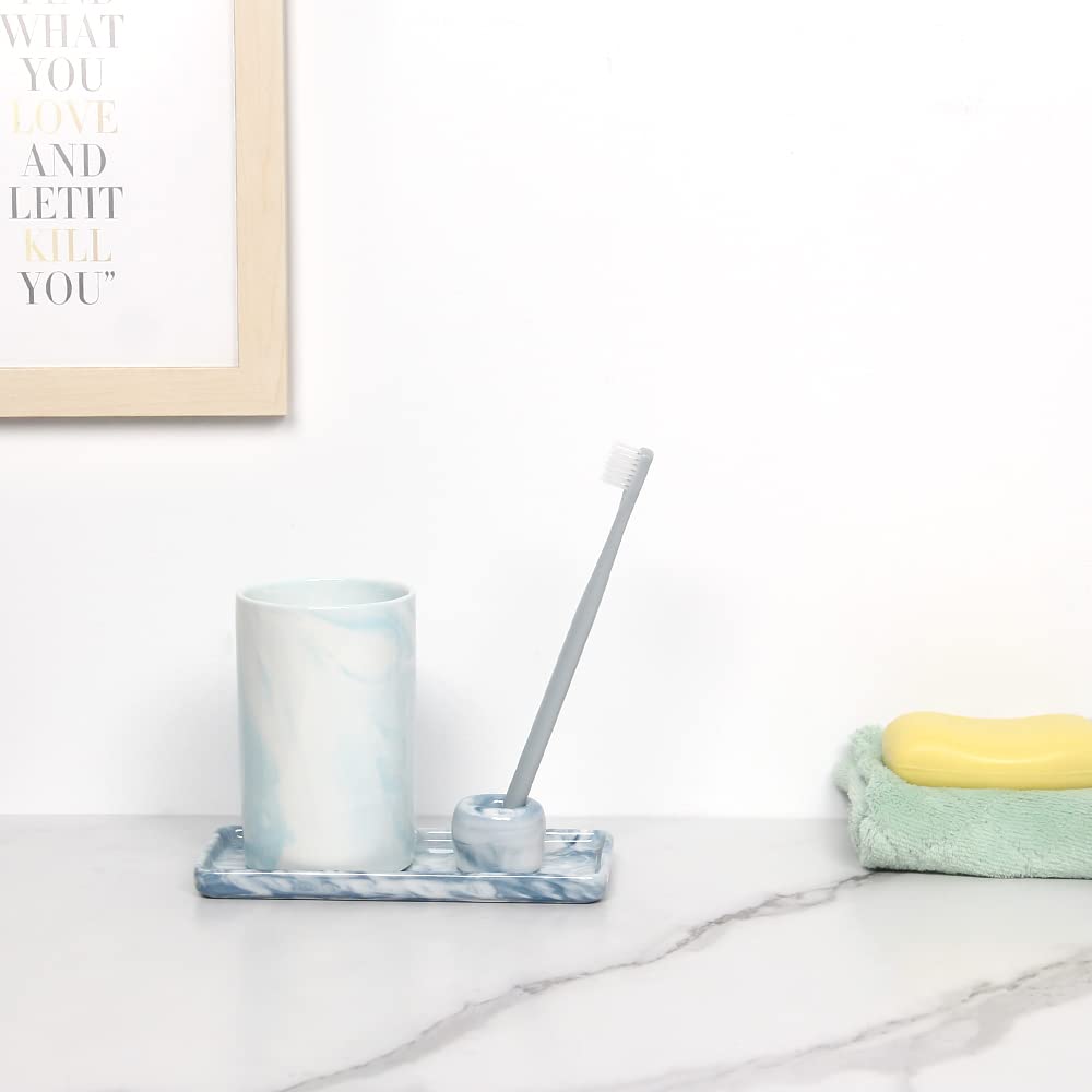 Ceramic Marble Bathroom Vanity Tray - Elegant Countertop Organizer for Perfume, Soap, Candles & Jewelry | Perfect for Bathroom, Kitchen & Vanity Decor