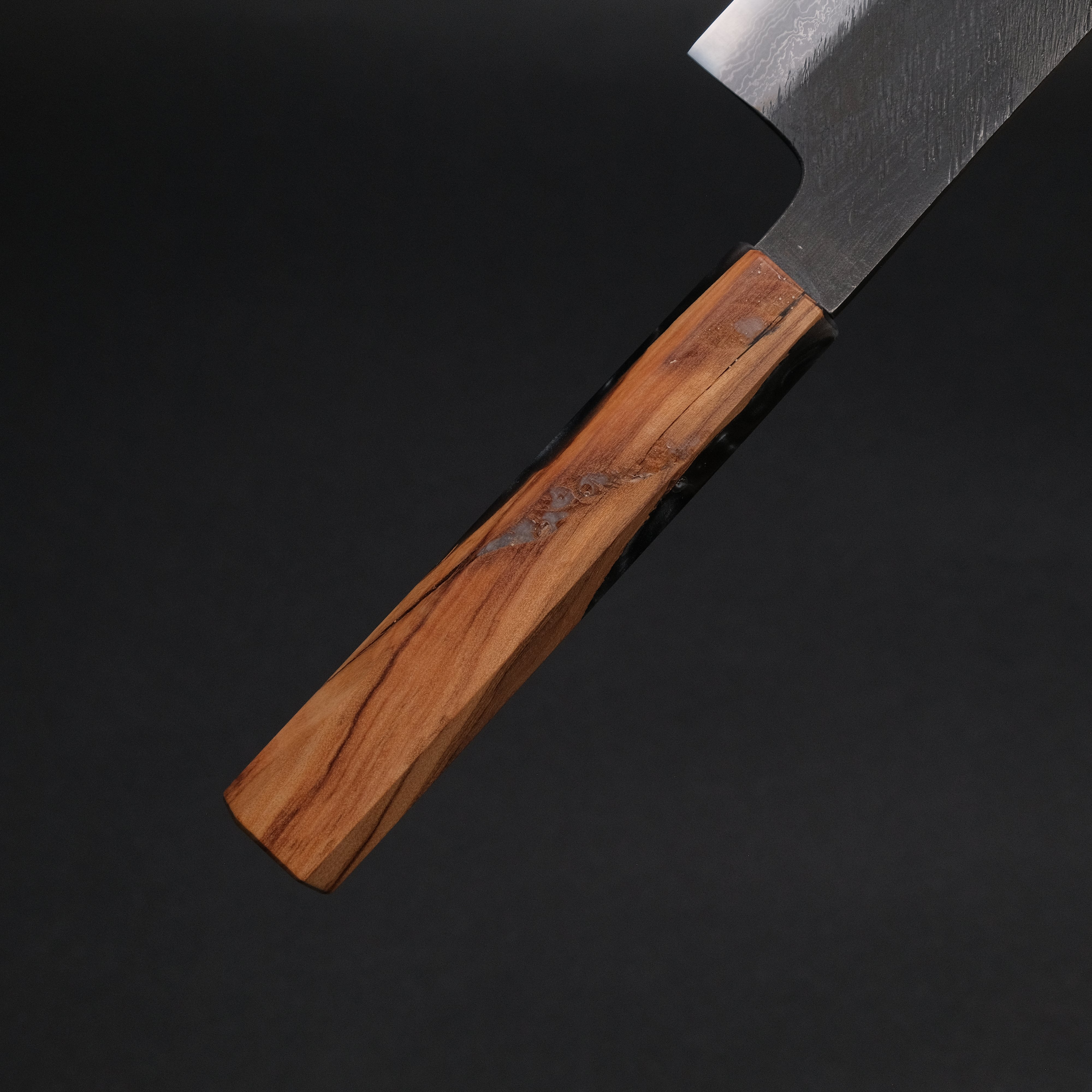 Premium Ajikataya White #2 Matsuba Damascus Hakata 180mm Kitchen Knife with Olive Wood & Resin Handle (#24) - Perfect for Sushi, Sashimi, and Japanese Cuisine Preparation