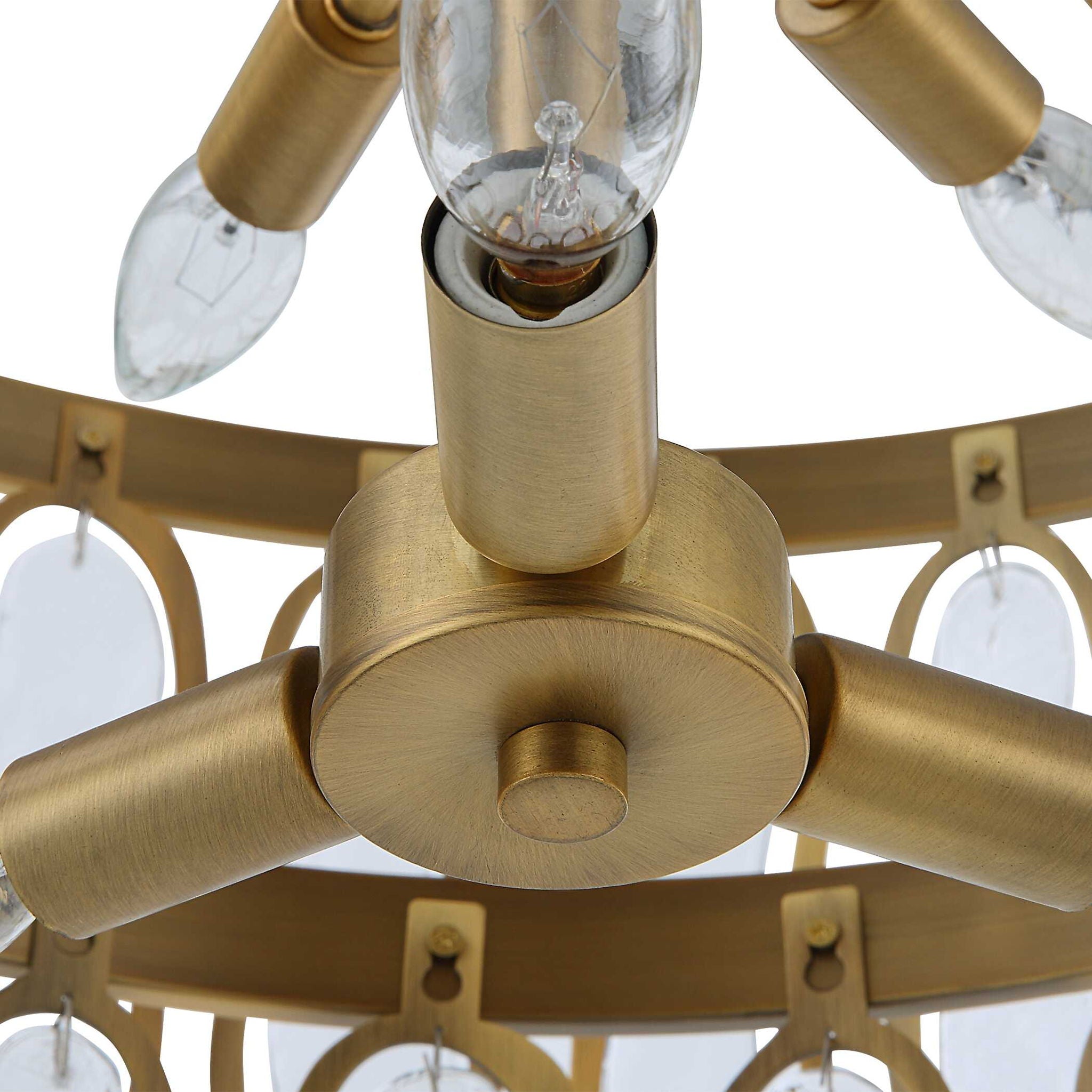 Stylish Aurelie 9-Light Round Pendant Chandelier in Brass - Perfect for Dining Room, Kitchen Island or Entryway Lighting