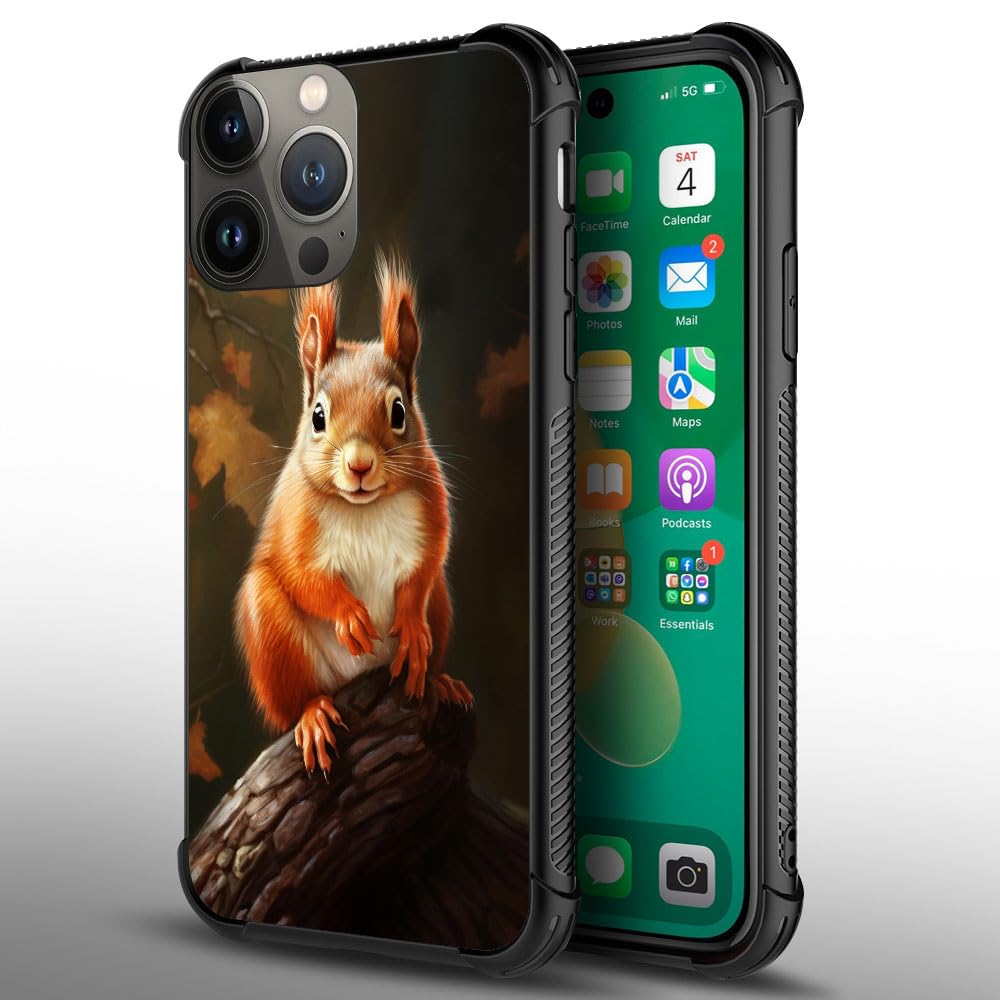 Cute Forest Squirrel iPhone 12 Mini Case for Girls - Shockproof Hard PC Back Cover with Anti-Scratch Picture Pattern Design | Perfect Gift for Nature Lovers & Daily Protection