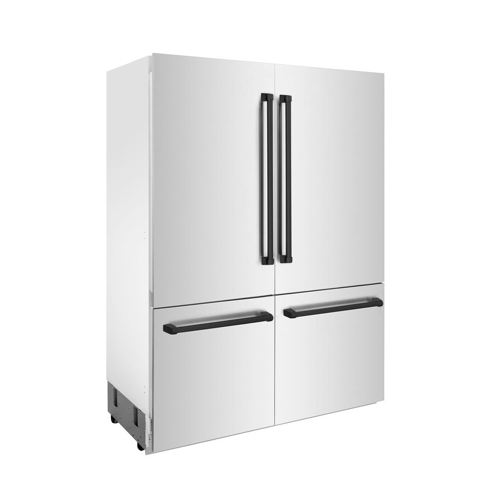 ZLINE Autograph Edition 60-Inch French Door Built-In Refrigerator - 32.2 cu ft Bottom Freezer, Stainless Steel with Matte Black Accents, Water Dispenser & Ice Maker | Perfect for Modern Kitchens, Open-Concept Homes & Luxury Appliances Collection (Model RBIVZ 304 60 MB)