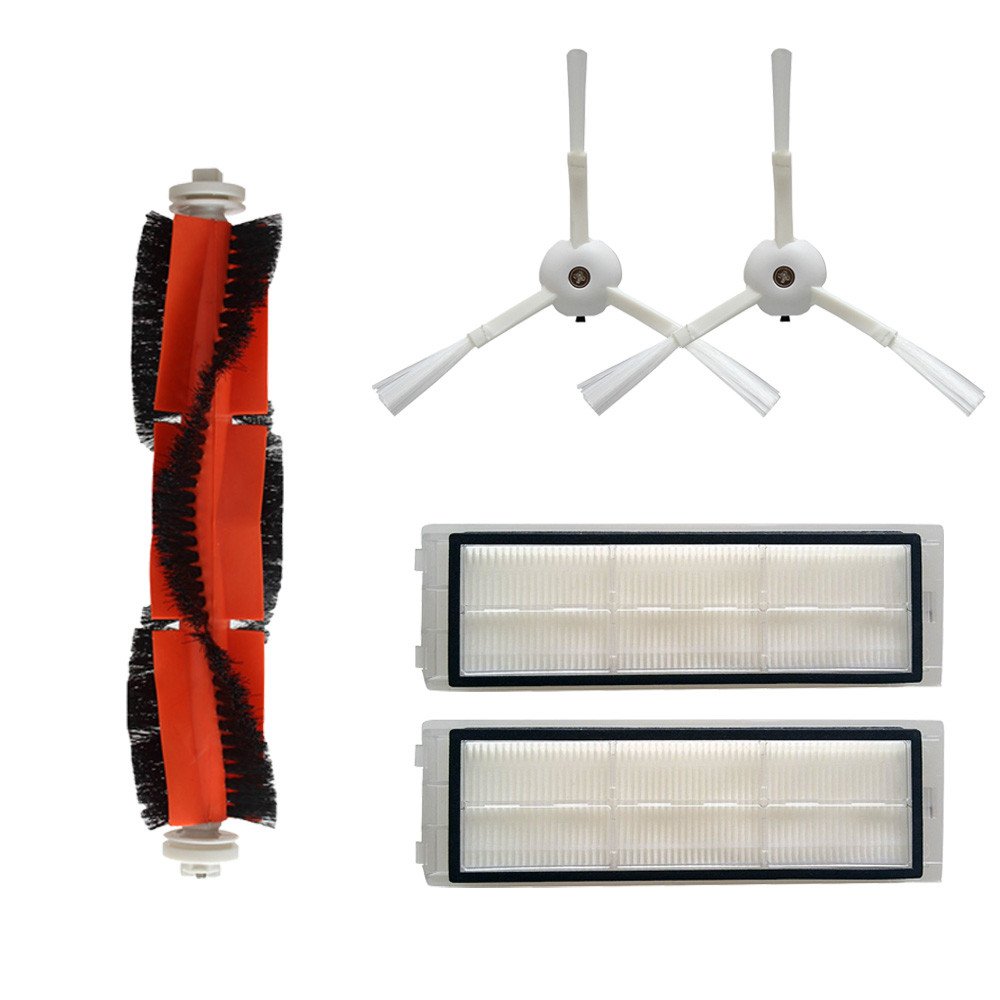 Roborock S50 S51 & Xiaomi Mi Robot Vacuum Accessories Kit - Main Brush, 2 Side Brushes, 2 Filters (Type A) - Perfect for Replacement Parts & Maintenance Cleaning