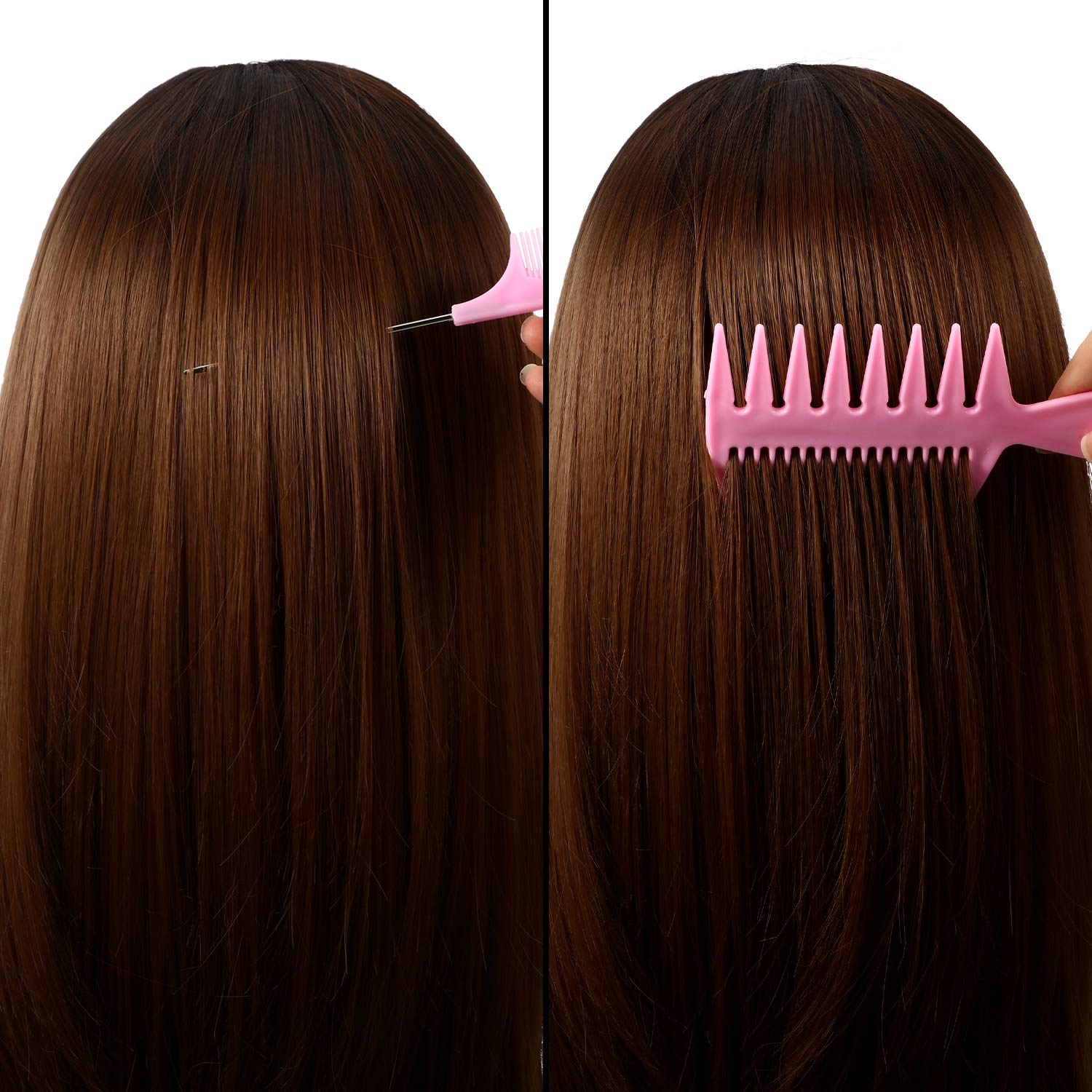 10-Piece Professional Hair Styling Comb Set with Duckbill Clips, Anti-Static Combs & Metal Hair Clips - Salon & Barber Tools for Styling, Cutting & Blowouts (Pink) - Perfect for Home Haircuts, Salon Styling & Professional Grooming