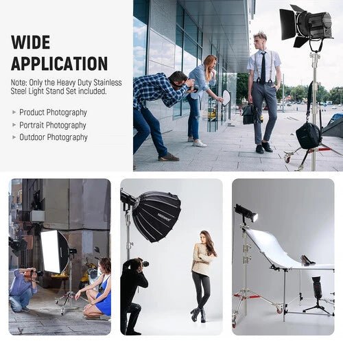 Neewer ST240SS 7.9' Stainless Steel Light Stand with Wheels - Professional Photography & Video Studio Equipment for Portrait, Product Shooting, and Live Streaming