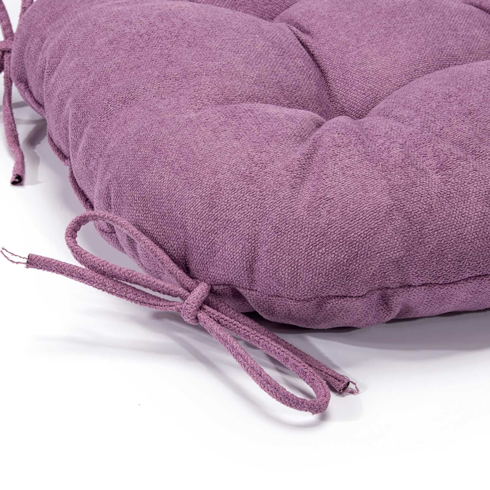 4 Pack Chair Cushions for Dining Chairs - 17 x 16 Inch Light Purple Seat Pads with Ties - Comfortable Kitchen & Office Chair Cushion Set for Home, Restaurant, and Desk Use