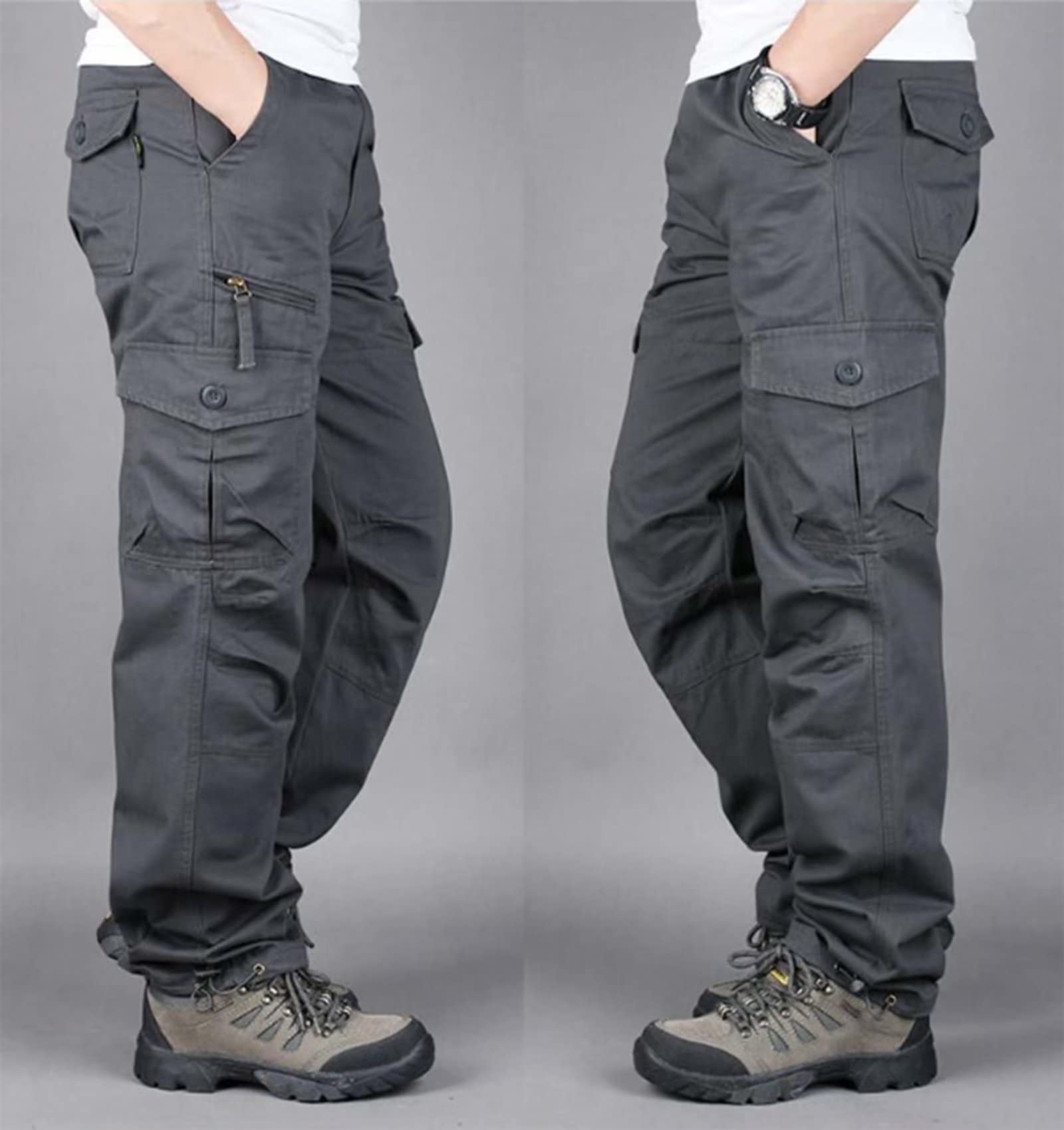**Men's Tactical Cargo Pants - Durable Cotton Hiking & Outdoor Work Pants with 7 Pockets - Perfect for Camping, Walking & Adventure Activities**