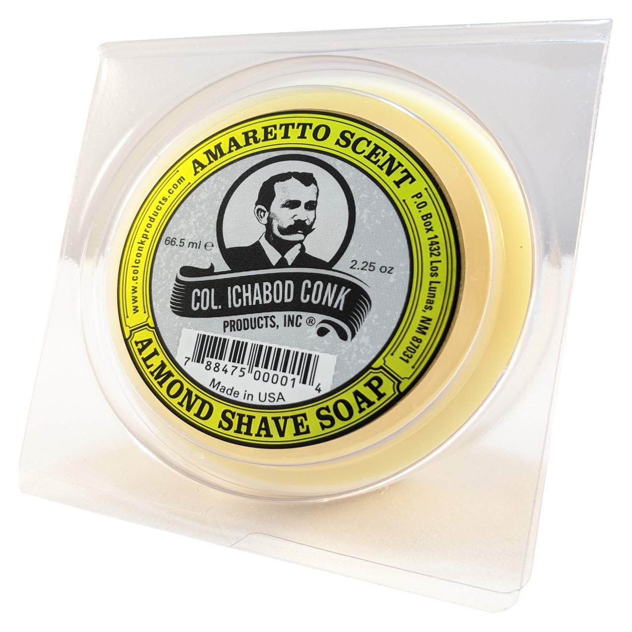 Premium Col. Conk Almond Glycerin Shave Soap 2.25 oz - Natural Moisturizing Shaving Soap for Men, Smooth Shave with Rich Lather - Perfect for Wet Shaving & Beard Care Routine
