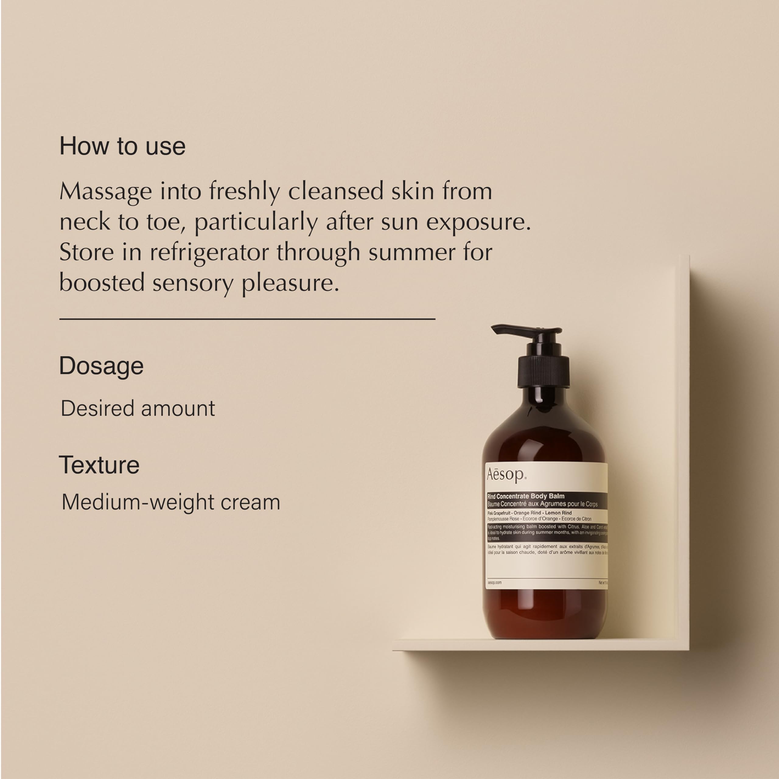Aesop Rind Concentrate Body Balm - 16.9 oz / 500 mL | Deeply Moisturizing Body Cream with Citrus & Nut Oils for Soft, Smooth Skin | Perfect for Dry Skin Care & Post-Shower Hydration