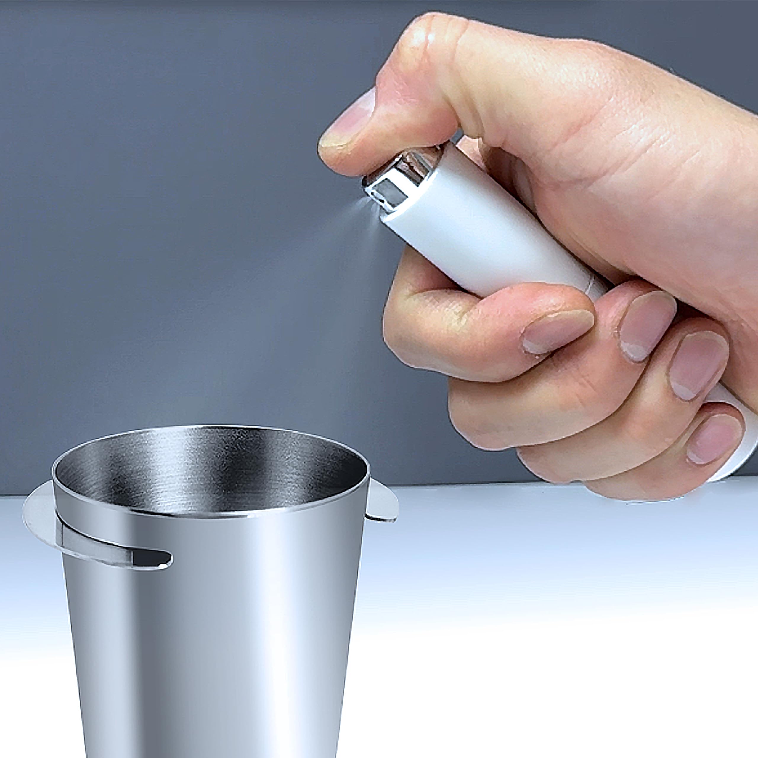 NEOUZA 58mm Coffee Dosing Cup with RDT Spray Bottle Set - Precision Coffee Bean & Powder Dispenser for Espresso Grinders - Perfect for Home Baristas & Coffee Shops