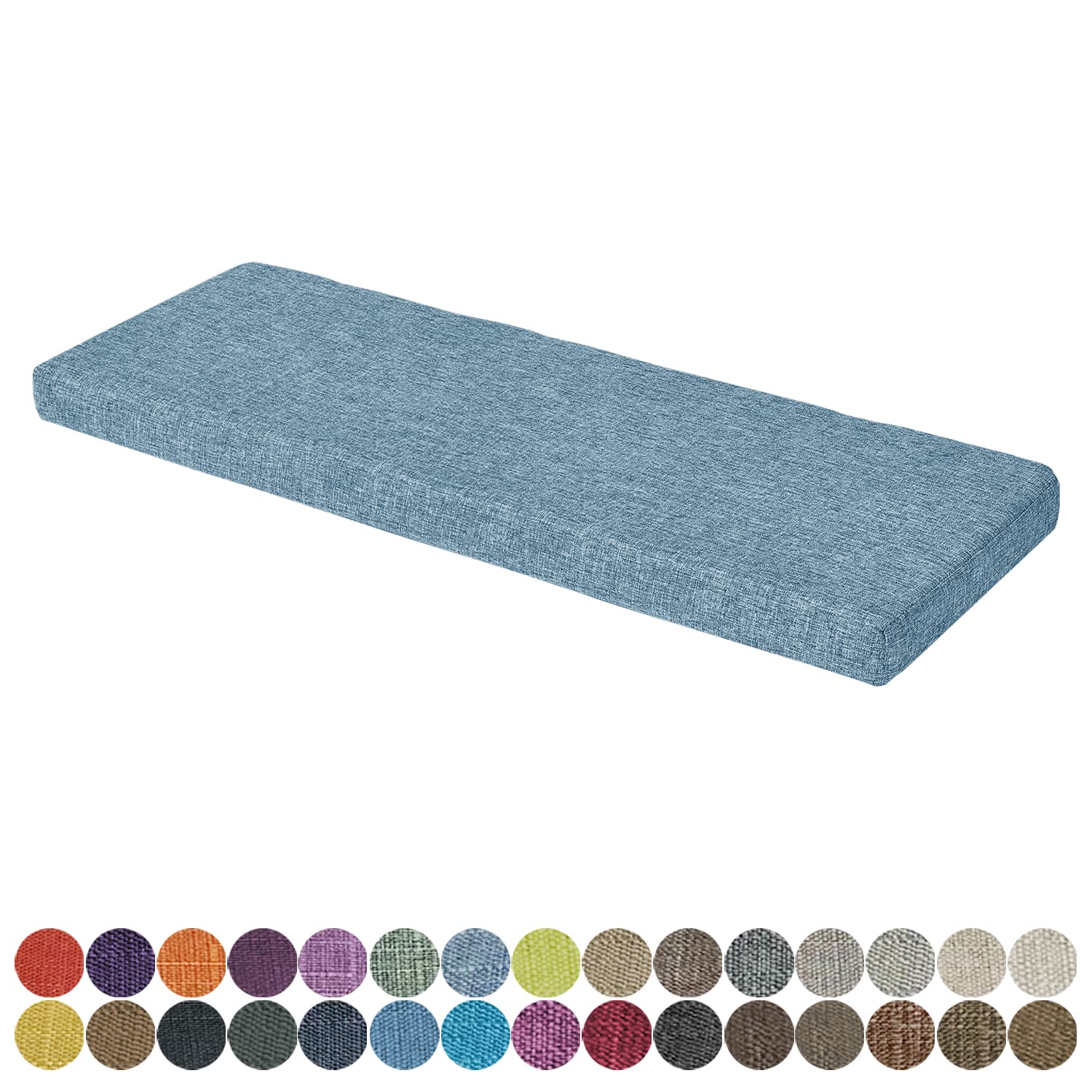 PHUSTJKL Washable Non-Slip Bench Cushion - 30 Colors, Thick Upholstery Foam Chair Pad for Indoor/Outdoor Use - Perfect for Shoe Bench, Bay Window, Kitchen, Garden Bench & Swing Seating (Light Blue, 70.9x15.7x3.15 Inches) - Durable & Comfortable Home Decor Cushion