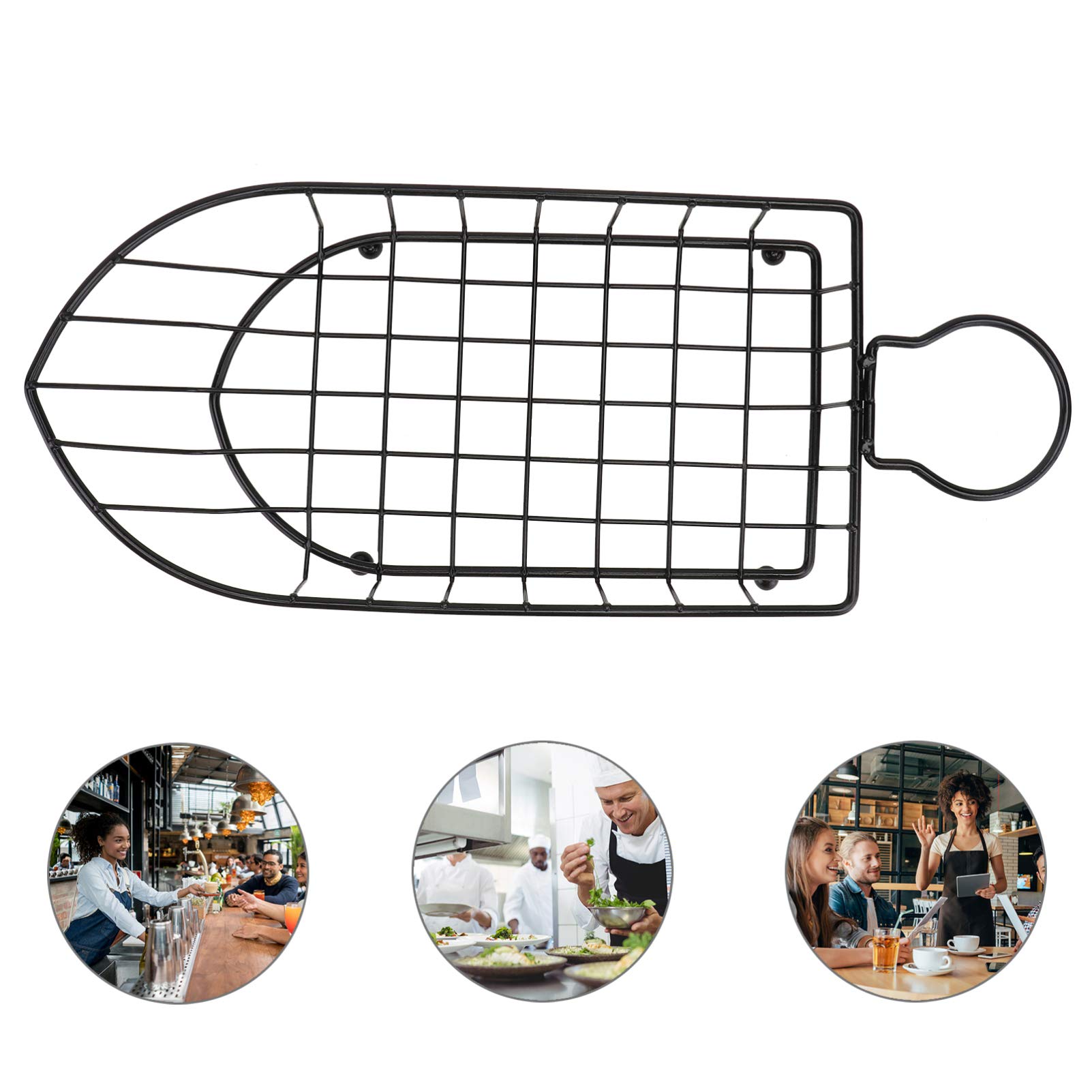 **Cabilock 1-Piece Black Stainless Steel Chip Basket - Cooking Skimmer, French Fry Basket, Food Serving Tray for Hot Pot, BBQ, and Party Snacks**    (Note: I corrected 