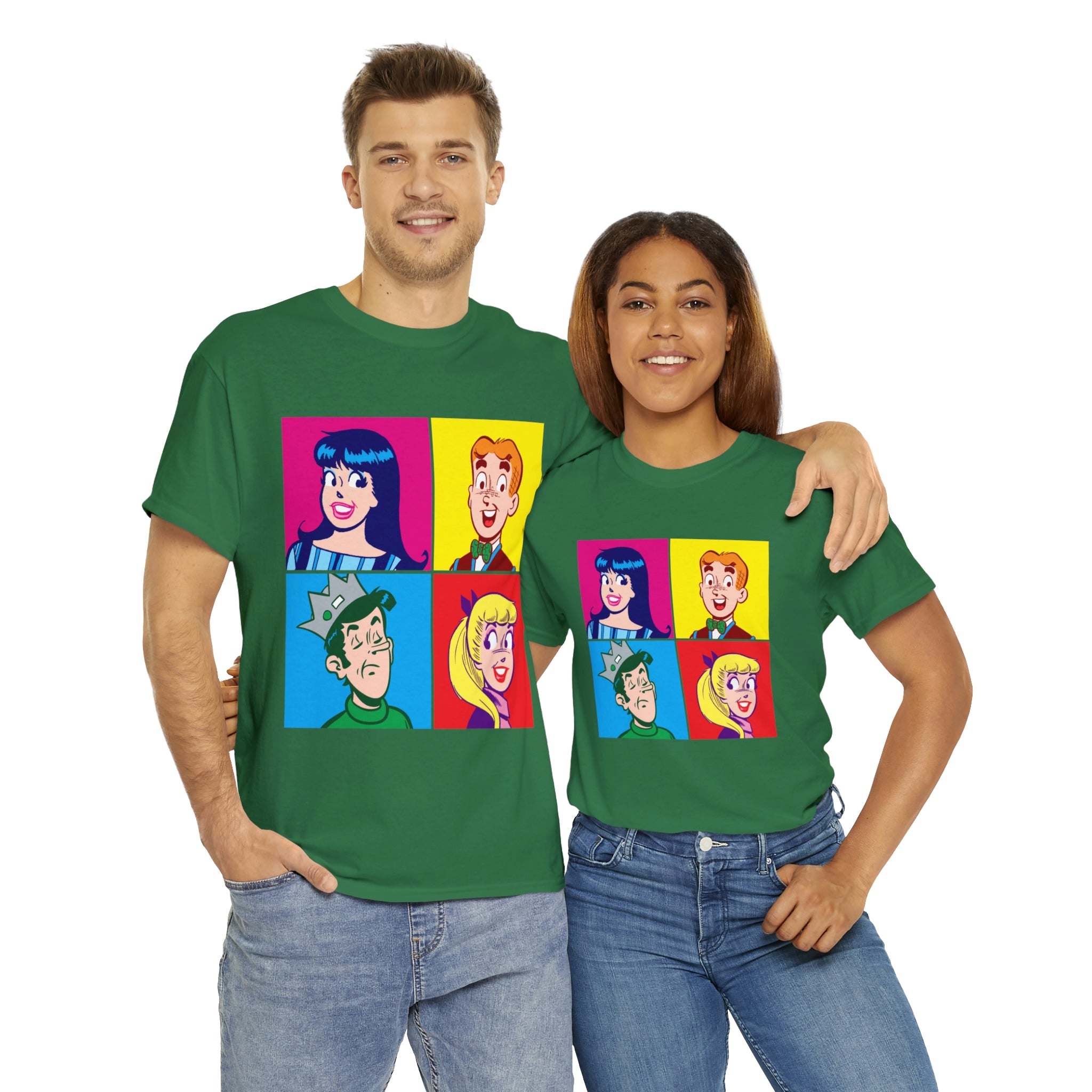 Vintage Pop Art Archie Comics Graphic T-Shirt - Unisex Heavy Cotton Tee Featuring Archie, Betty, Veronica & Jughead - Perfect for Comic Fans, Casual Wear & Retro Fashion