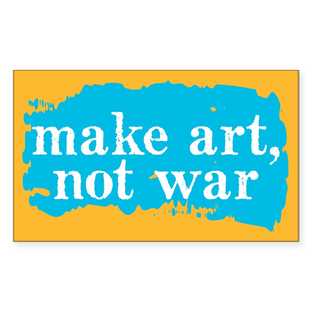 Make Art Not War Rectangle Bumper Sticker - Waterproof Vinyl Car Decal for Cars, Laptops & Windows - Funny Political Statement Stickers for Activists & Artists