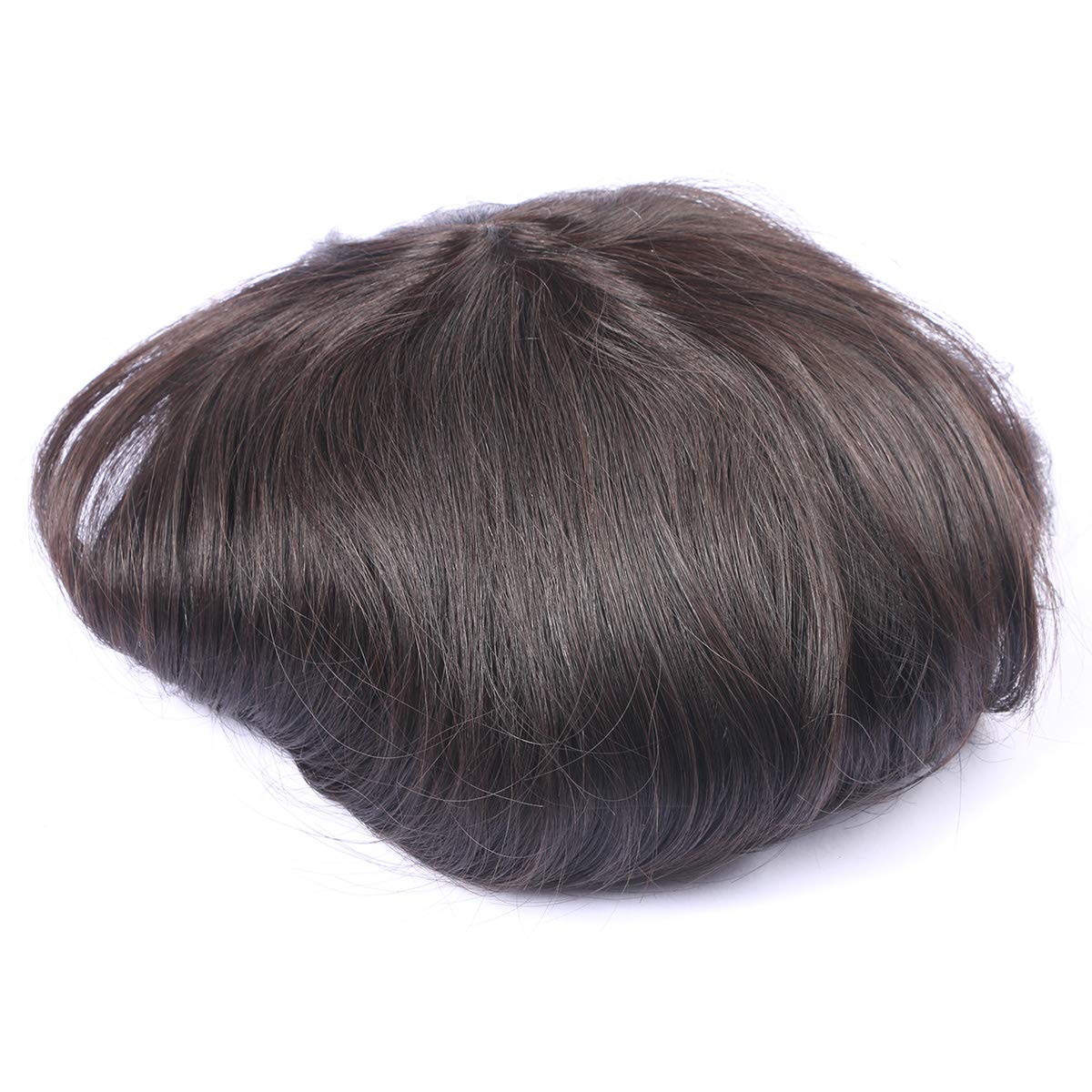Custom Men's Human Hair Replacement System - #1B Natural Black Brown Toupee for Hair Loss & Alopecia | Breathable Injection Base Wig for Daily Wear & Special Occasions