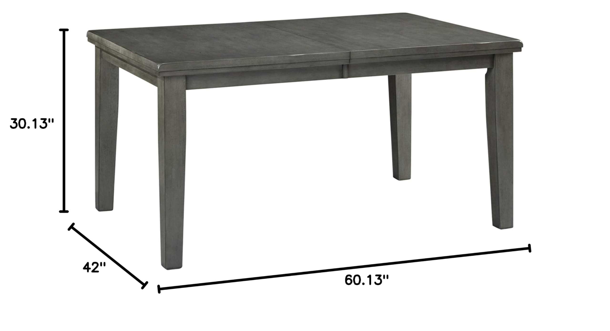 Signature Design by Ashley Hallanden Modern Farmhouse Dining Table with Butterfly Leaf Extension in Dark Gray - Perfect for Family Gatherings & Entertaining Guests