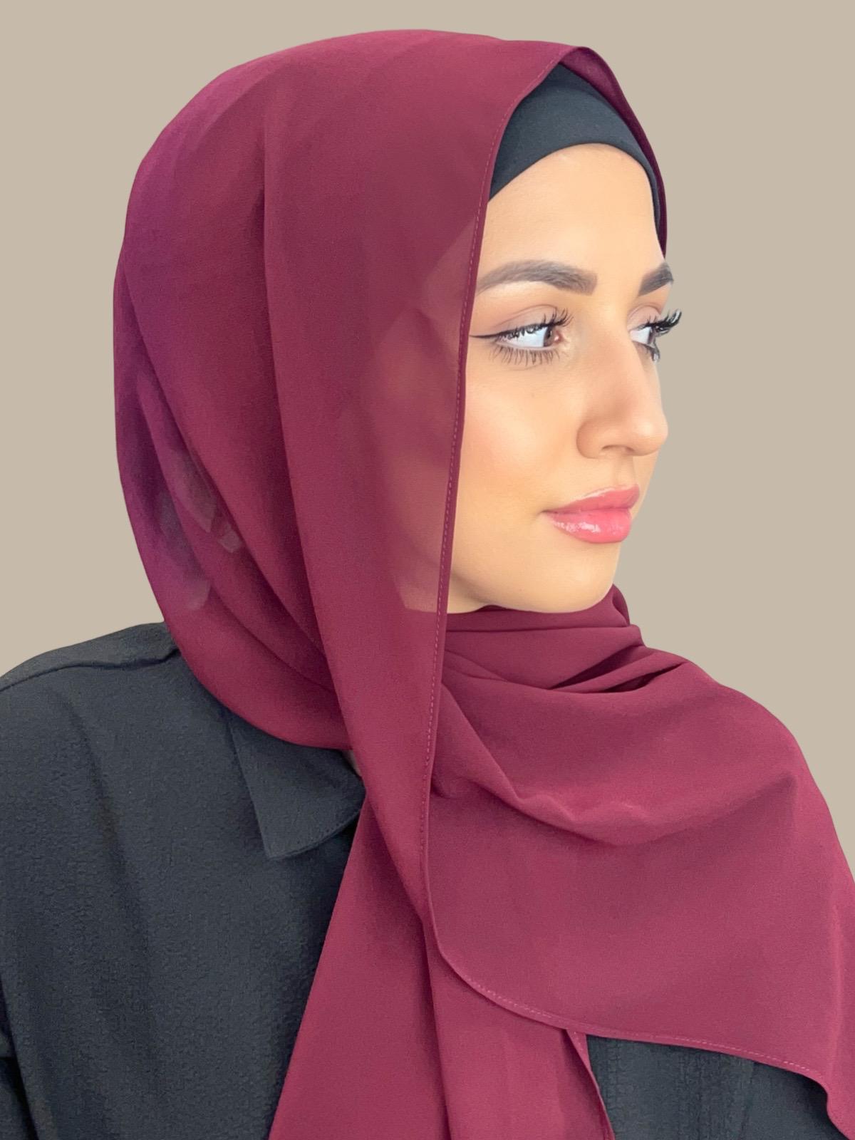 Luxury Chiffon Hijab Scarf - Soft Lightweight Shawl for Women - Elegant Mahogany Color - Perfect for Daily Wear, Prayer, and Special Occasions