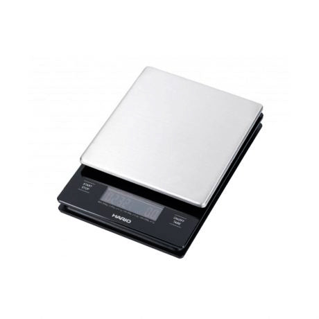 Hario V60 Metal Coffee Drip Scale - Precision Digital Espresso Brewing Scale with Timer for Pour Over, Cold Brew & French Press Coffee Making at Home or Cafe
