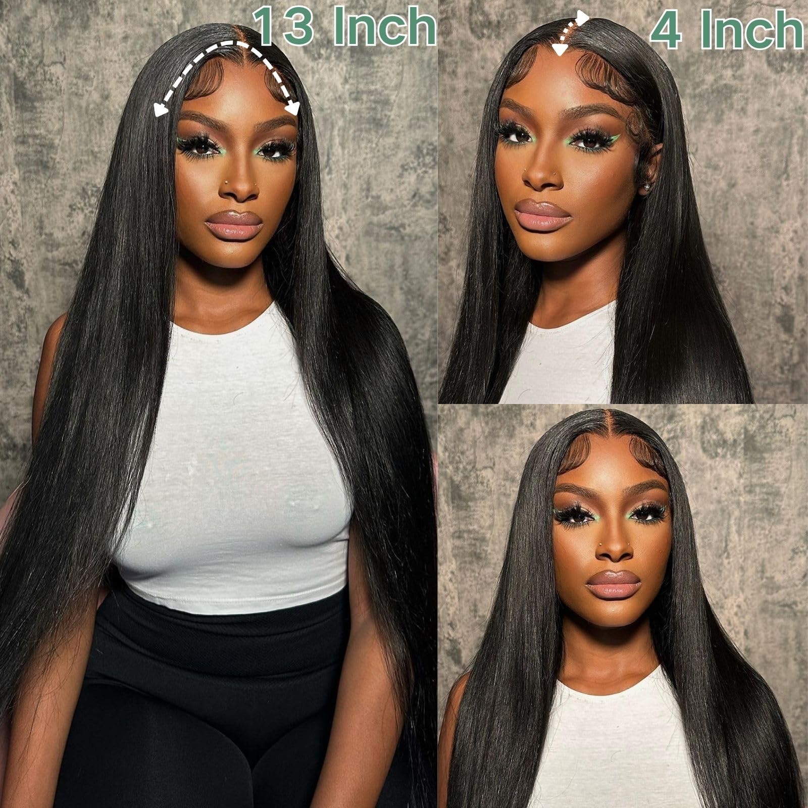 13x4 HD Transparent Lace Front Wigs Human Hair - Straight 180% Density Glueless Wig with Baby Hair & Pre-Plucked Hairline | Natural Black 32 Inch | Perfect for Daily Wear, Cosplay & Special Occasions