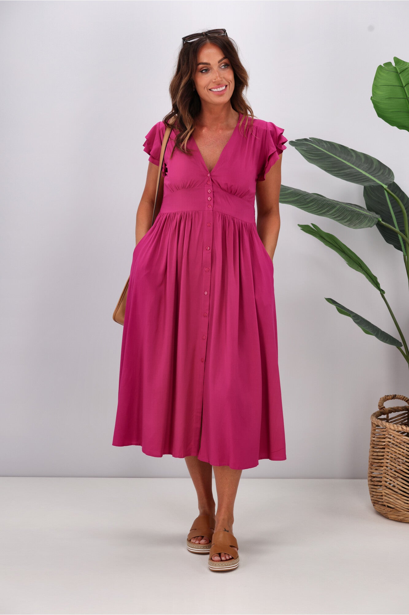 Boho Australia Ridley Dress - Flowy Magenta Maxi Dress for Women | Perfect for Beach Vacation, Summer Outfits & Boho Fashion