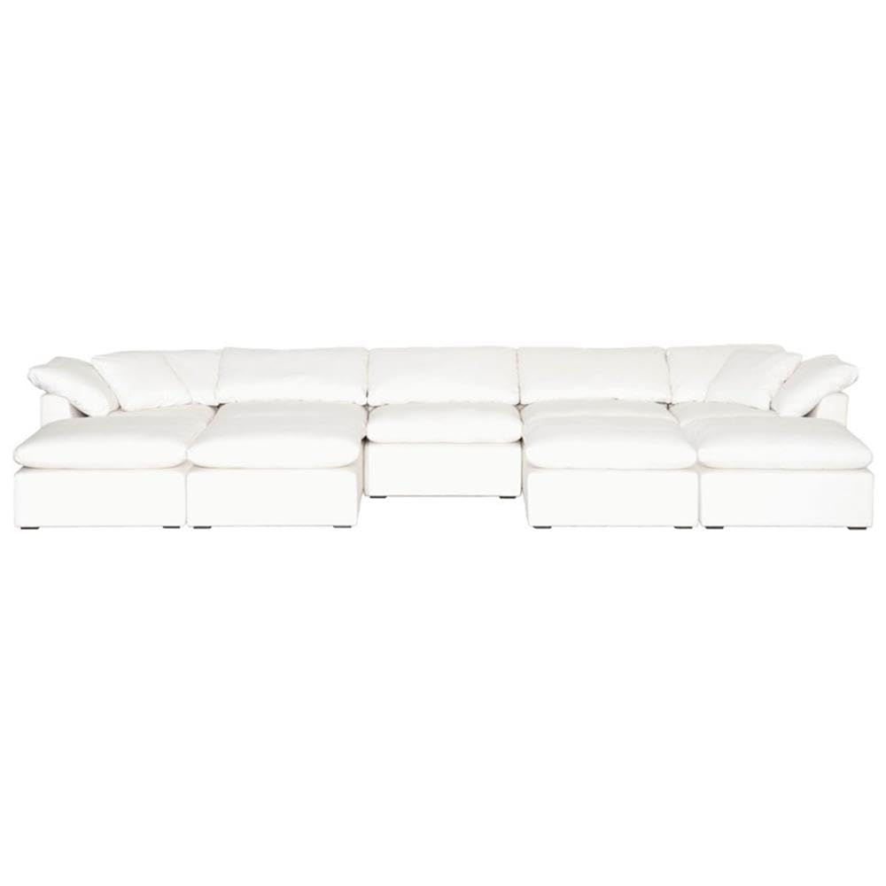 Star International White Fabric Modular Ottoman with Stitch & Hand Sky Design - Perfect for Living Room, Bedroom, or Home Office Seating & Storage