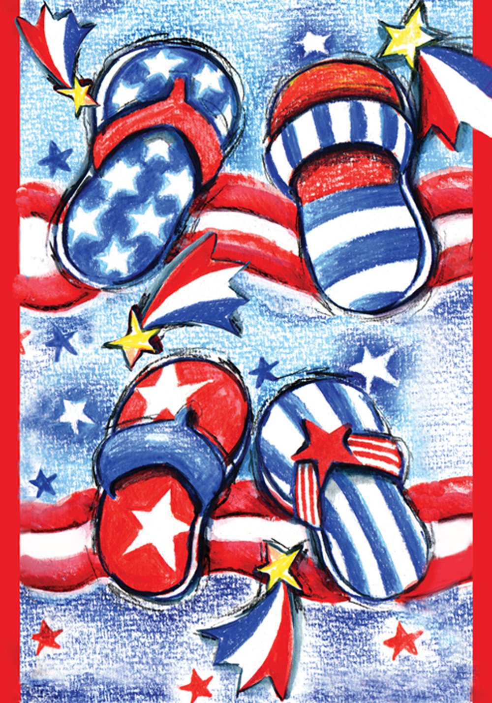 Toland Home Garden 102608 USA Patriotic Double Sided Summer Flip Flops Garden Flag 28x40 Inch - Outdoor Yard Decoration for House, Porch & Seasonal Patriotic Displays