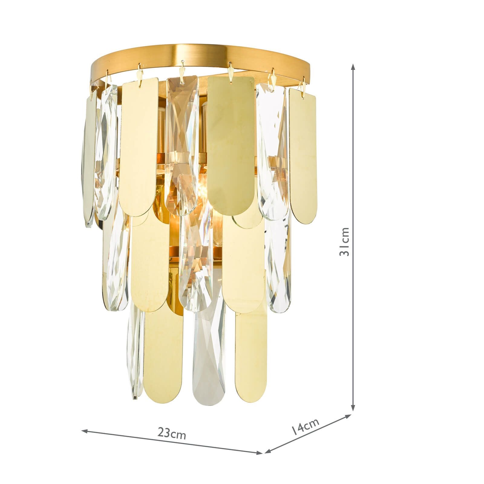 Amira 2-Light Wall Sconce - Polished Gold Finish with Crystal Accents - Perfect for Bedroom, Living Room, or Hallway Lighting