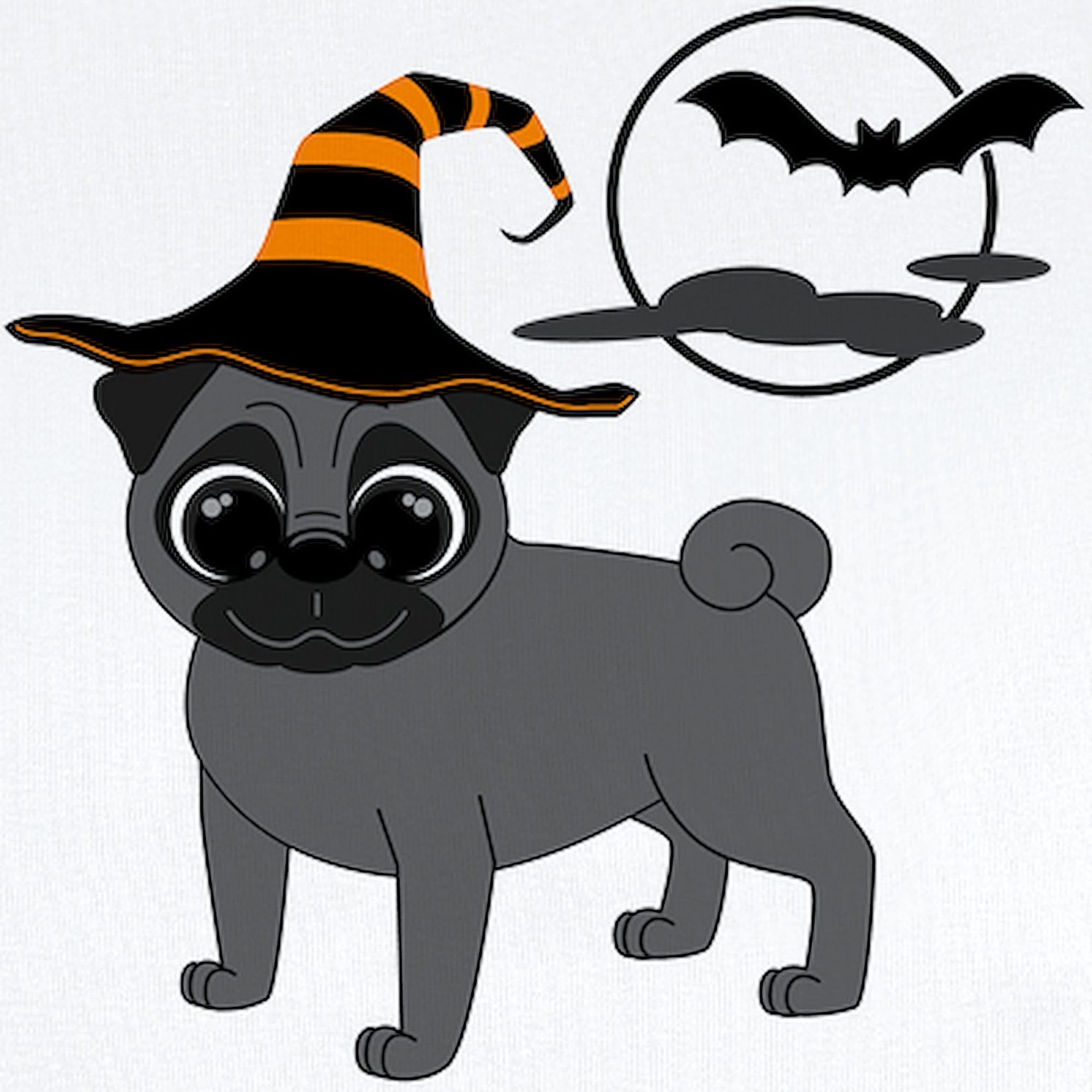 Bewitched Black Pug Long Sleeve Baby Bodysuit - Cute Infant Romper for Boys & Girls - Perfect for Halloween, Pet Lovers & Family Photo Outfits