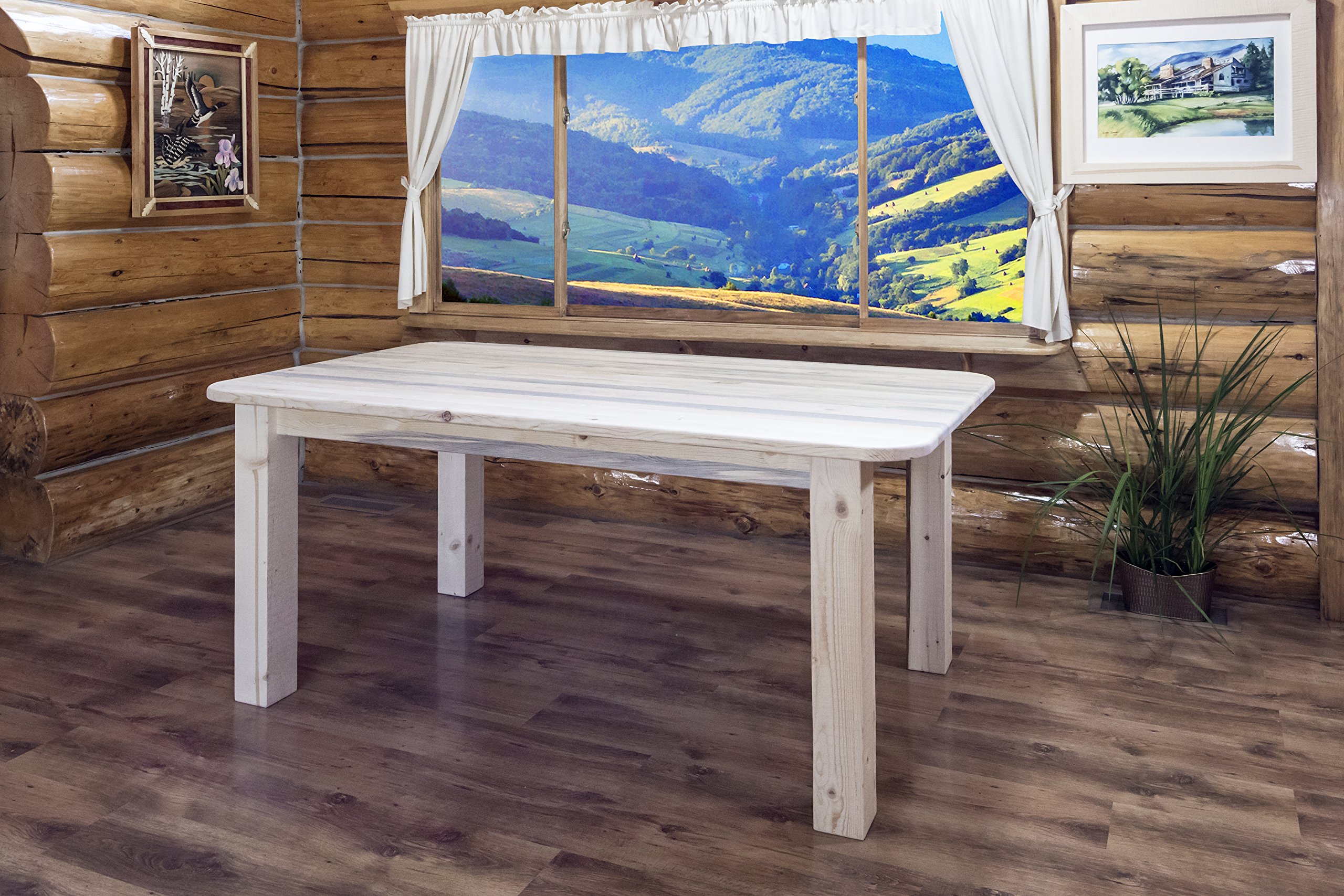 Montana Woodworks Solid Wood Dining Table - Handcrafted Farmhouse Style for Kitchen, Dining Room & Outdoor Entertaining