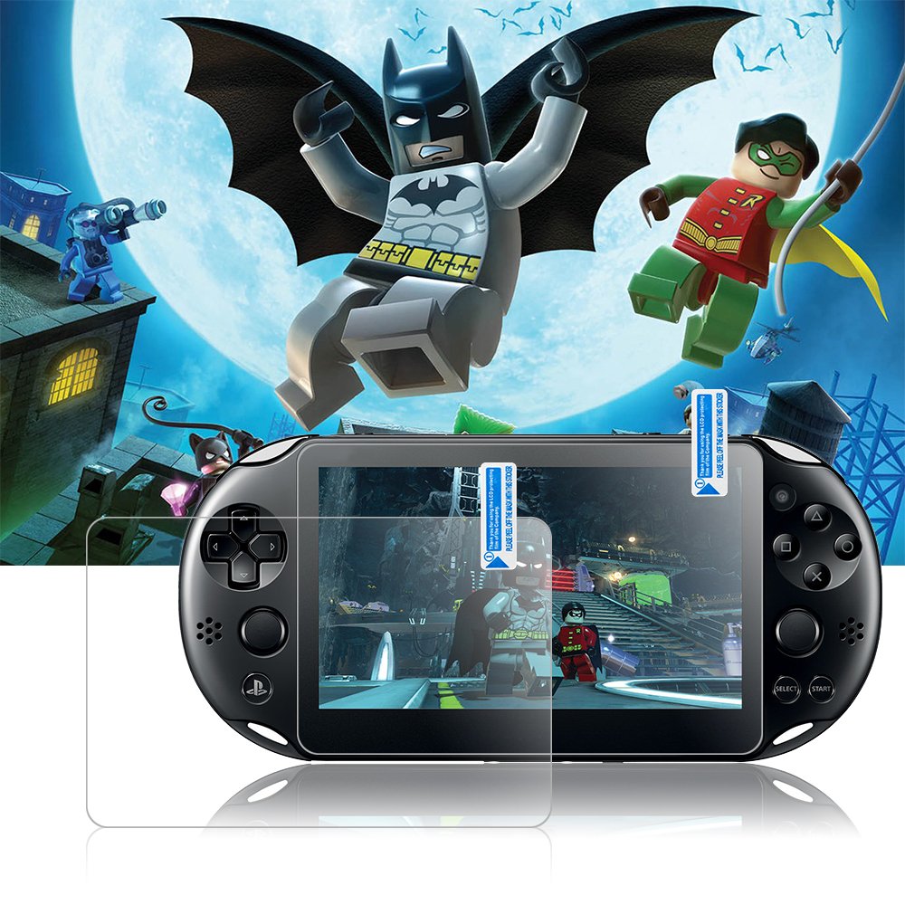 AFUNTA 2 Pack (4 Pcs) Tempered Glass Screen Protector & HD Clear PET Film Back Cover for Sony PlayStation Vita 2000 (PSV 2000) - Anti-Scratch, Bubble-Free Protection for Gaming & Travel Use