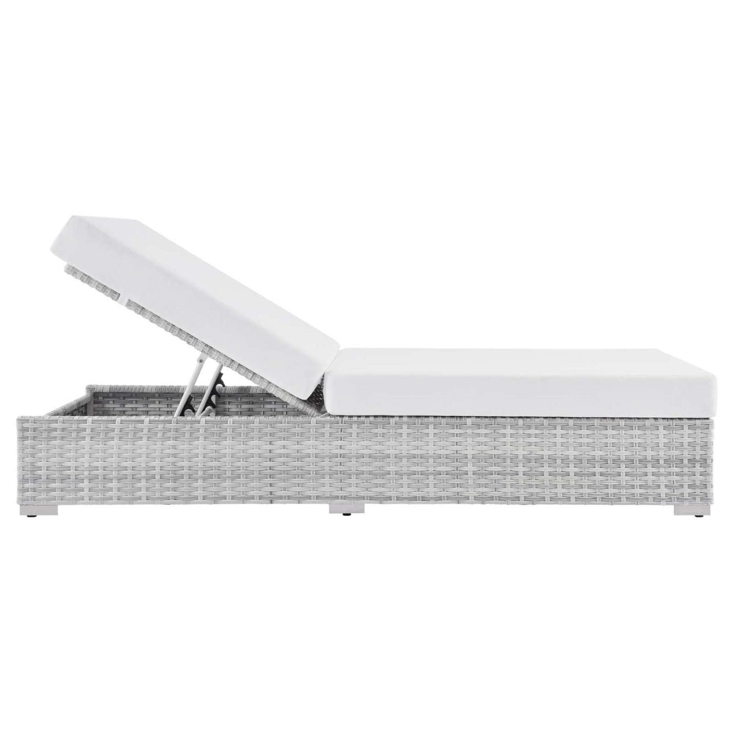 Modway Convene Outdoor Patio Chaise Lounge Chair - Light Gray White - 82.5