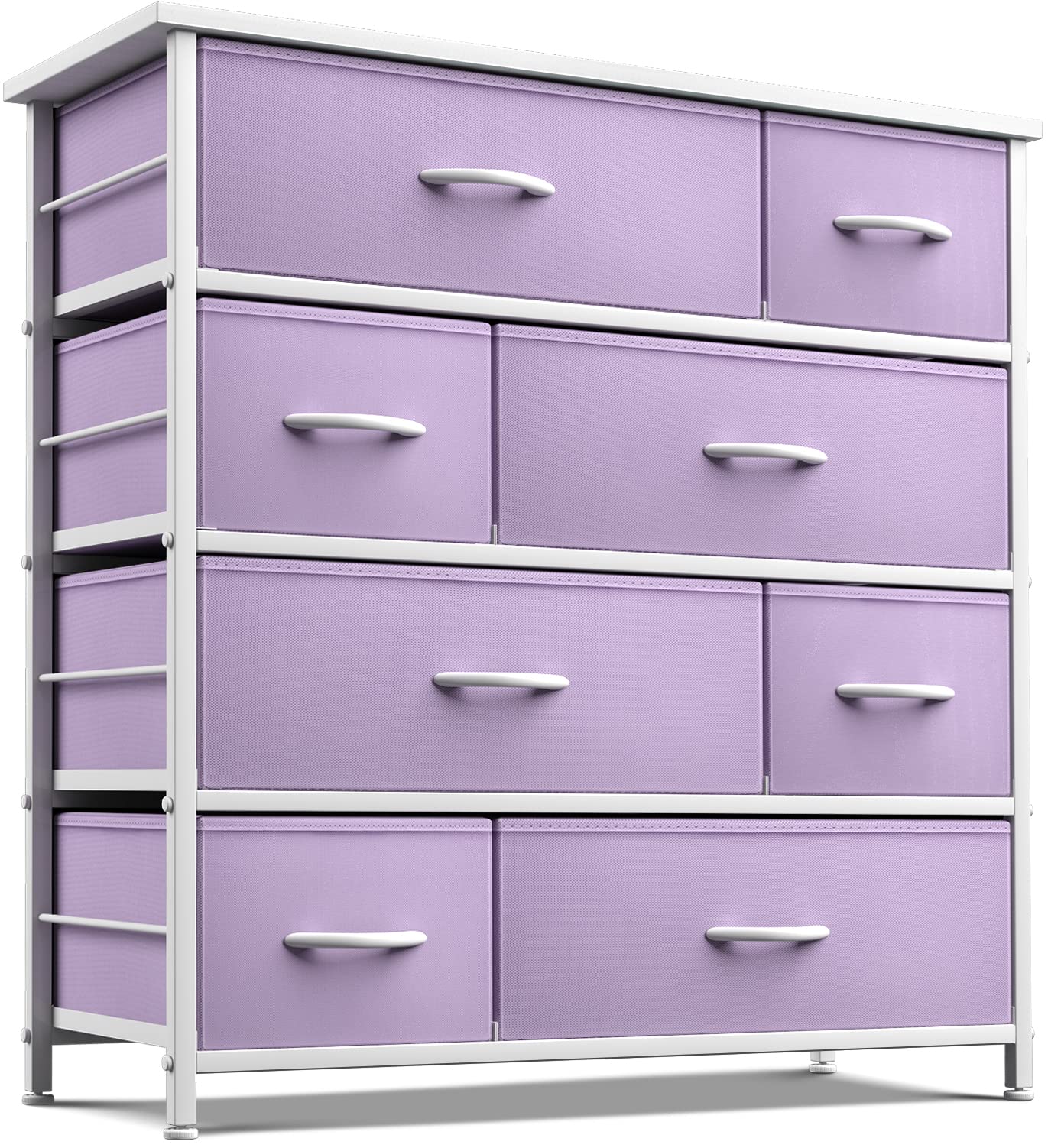 Sorbus 8-Drawer Dresser with Steel Frame & Wood Top - Kids Bedroom Storage Organizer for Clothes, Toys, Nursery & Playroom - Purple Fabric Bins - Perfect for Teens Room, Dorm & Home Organization