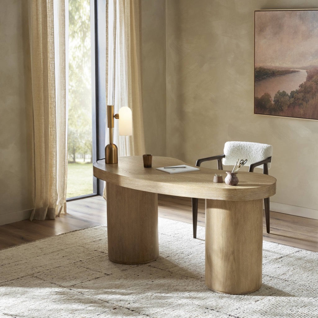 Premium Leeds Desk with Blonde Oak Veneer - Modern Home Office Furniture for Work & Study