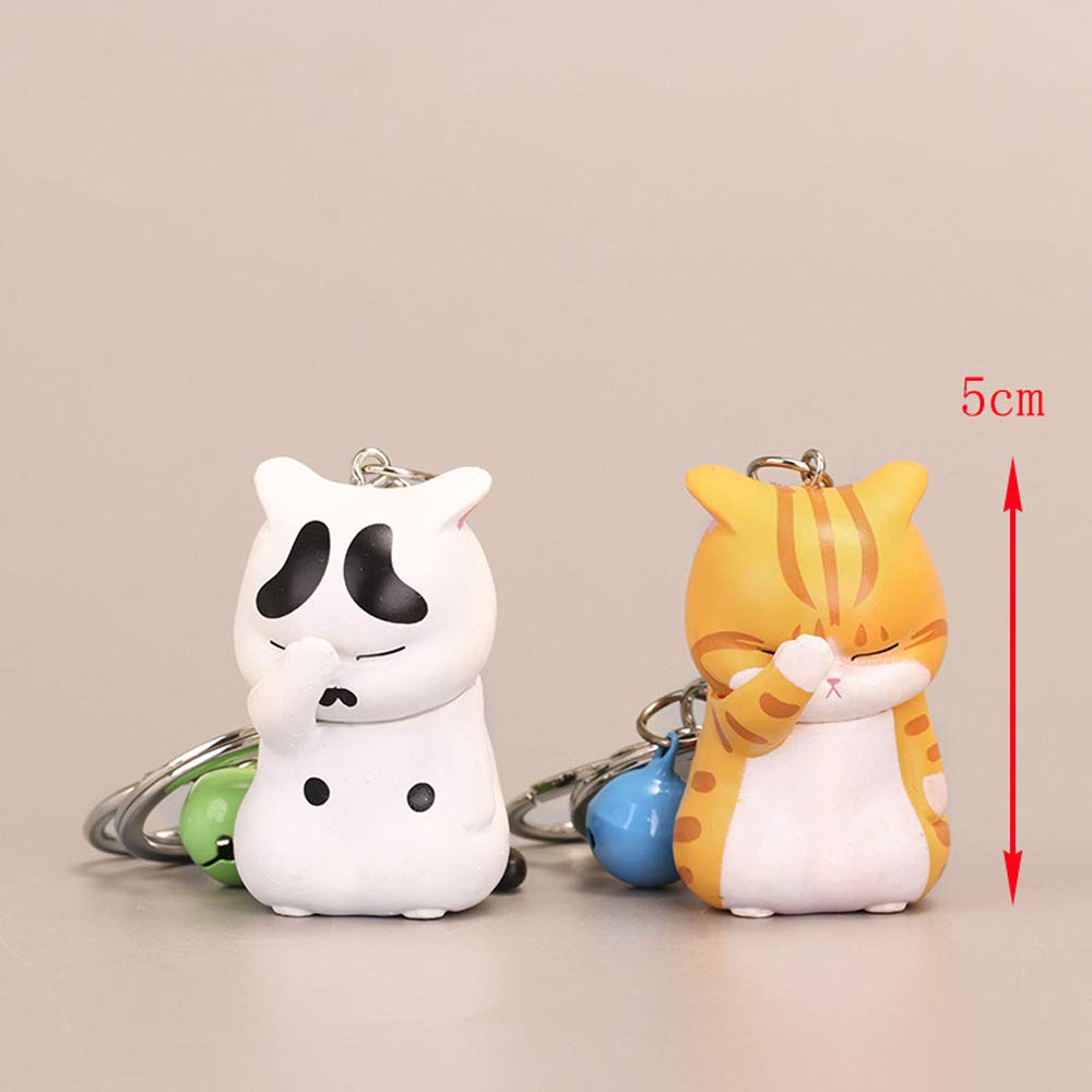 Cute Cat Keychain - Adorable Shy Chubby Kitten Key Ring Charm for Women & Girls | Perfect for Backpacks, Purses, Luggage & Gift Giving