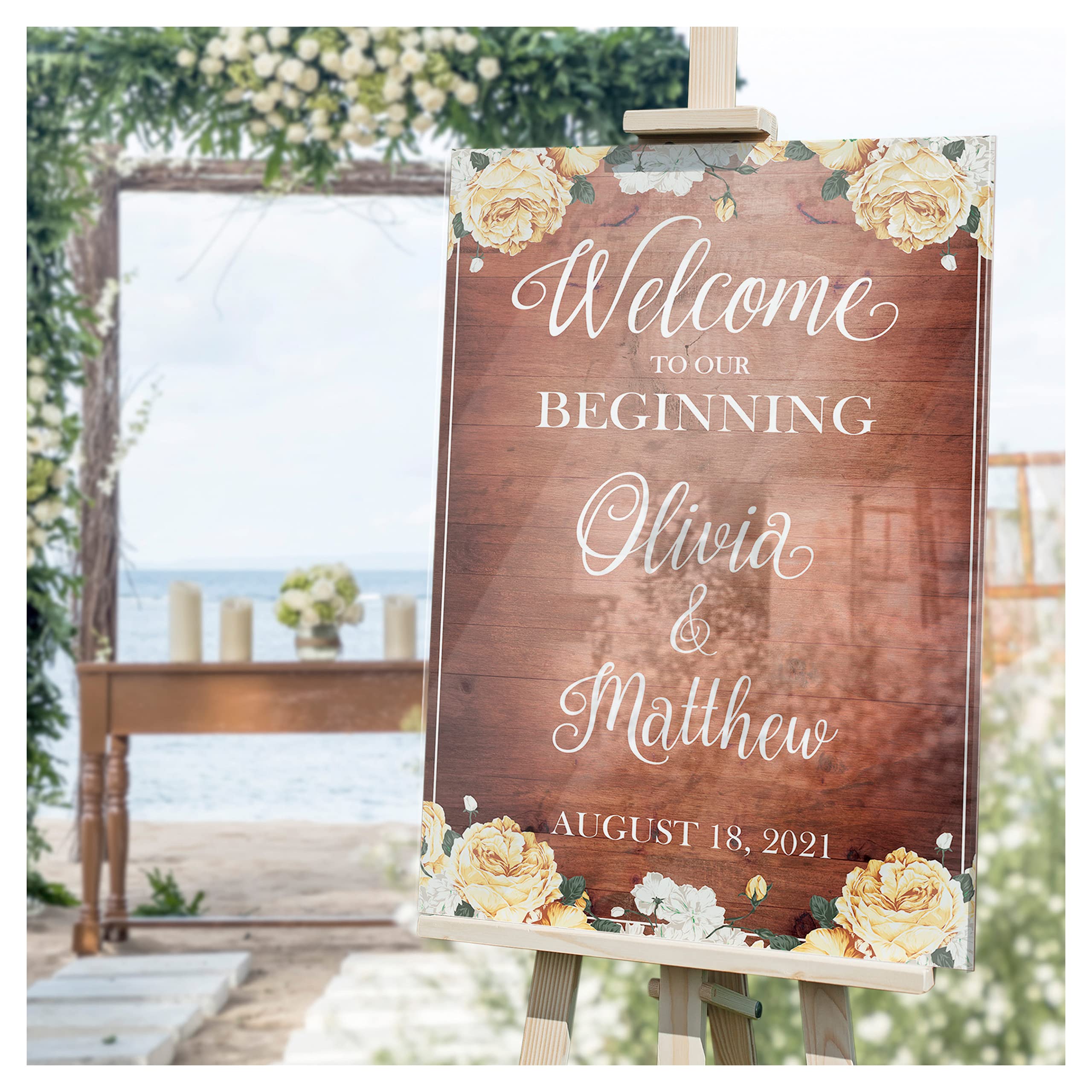 Custom Rustic Wedding Welcome Sign - Personalized Brown Wedding Reception Poster - Perfect for Wedding Decor, Bridal Shower & Anniversary Celebrations