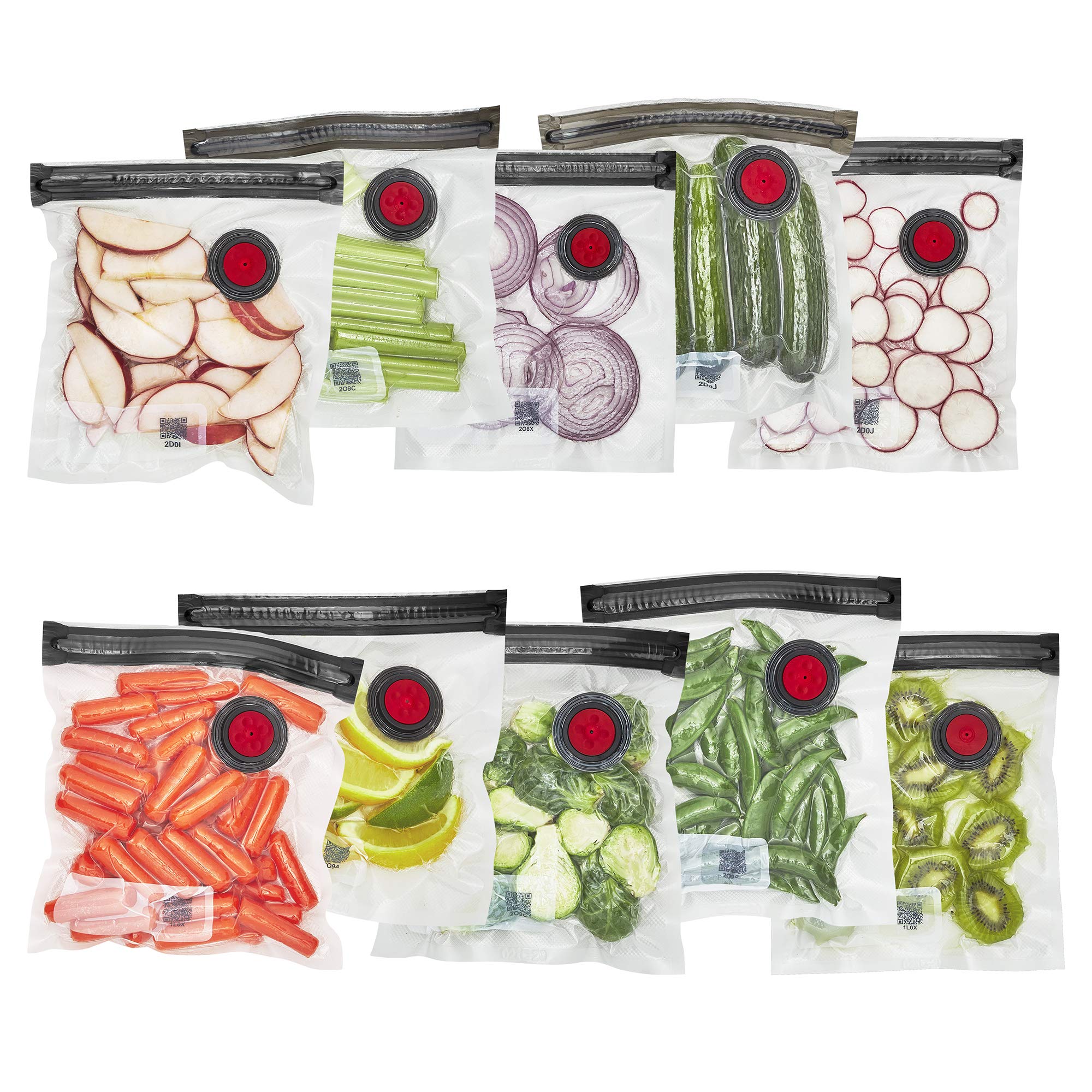 ZWILLING Fresh & Save 10-Piece Small Vacuum Sealer Bags (1/2 Gallon) - Reusable Food Storage Bags for Snacks, Meal Prep & Sous Vide | Airtight Kitchen Organization Solution