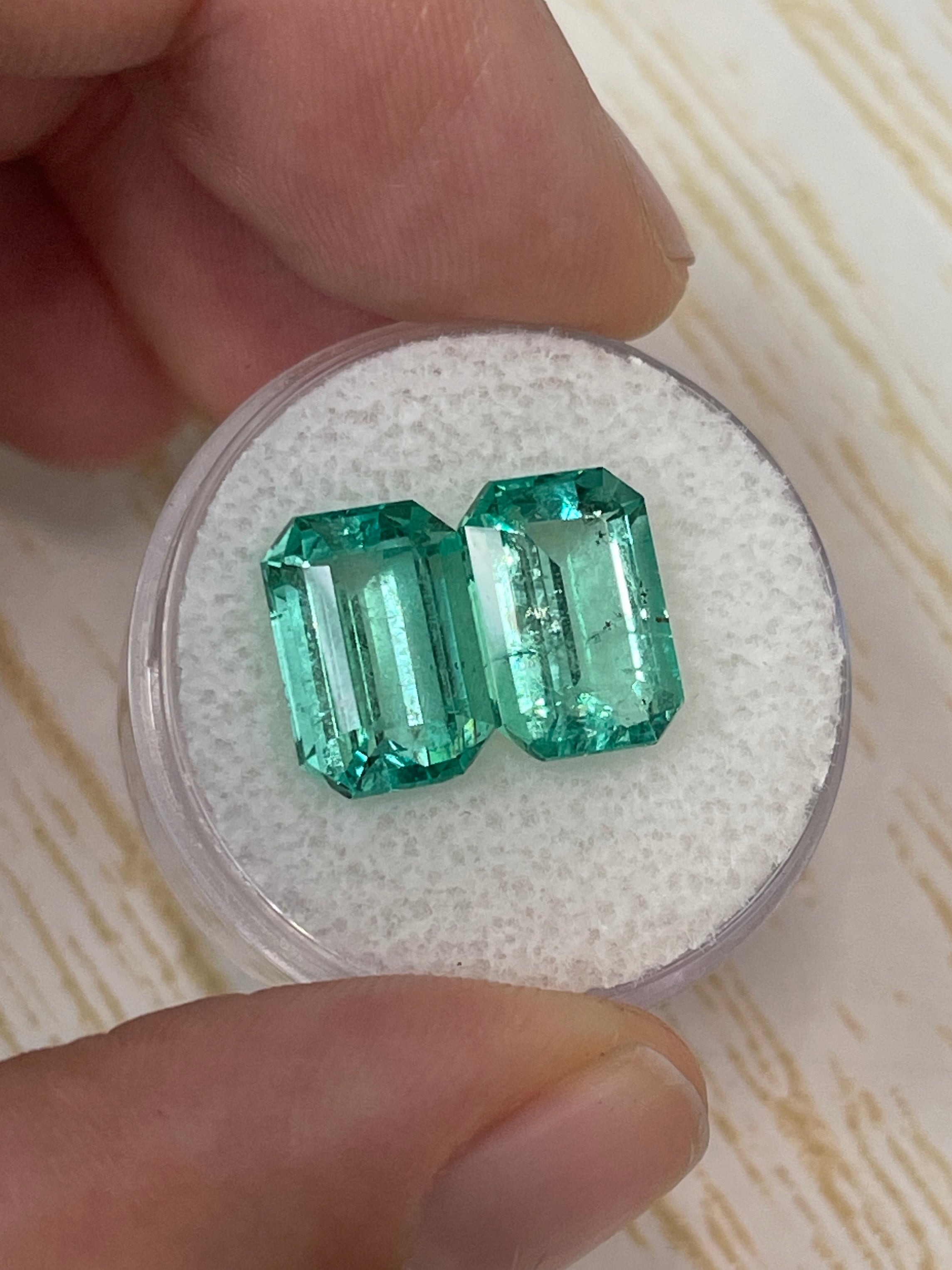 7.12tcw 11.5x8mm Matching Pair Loose Colombian Emeralds - Emerald Cut Gemstones for Jewelry Making, Engagement Rings & Luxury Gifts