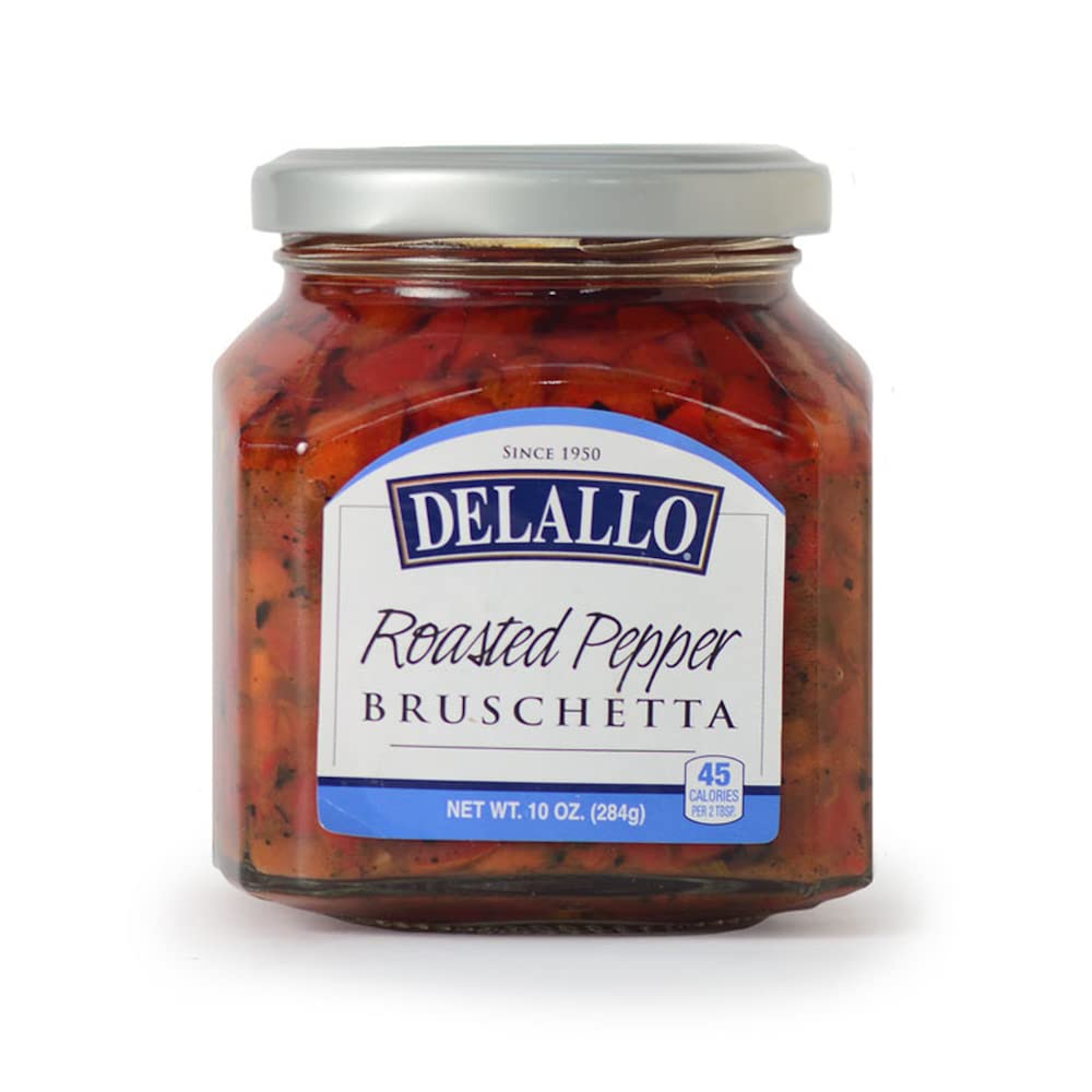 DeLallo Roasted Pepper Bruschetta Spread - 10oz Jar (6-Pack) - Italian Antipasto, Sandwich Topping & Appetizer Dip for Parties & Charcuterie Boards